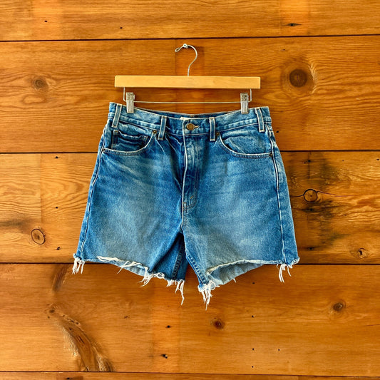 Nili Lotan Denim Yoann Medium Wash Frayed Hem Jean Shorts - Size 27 - 0209SB