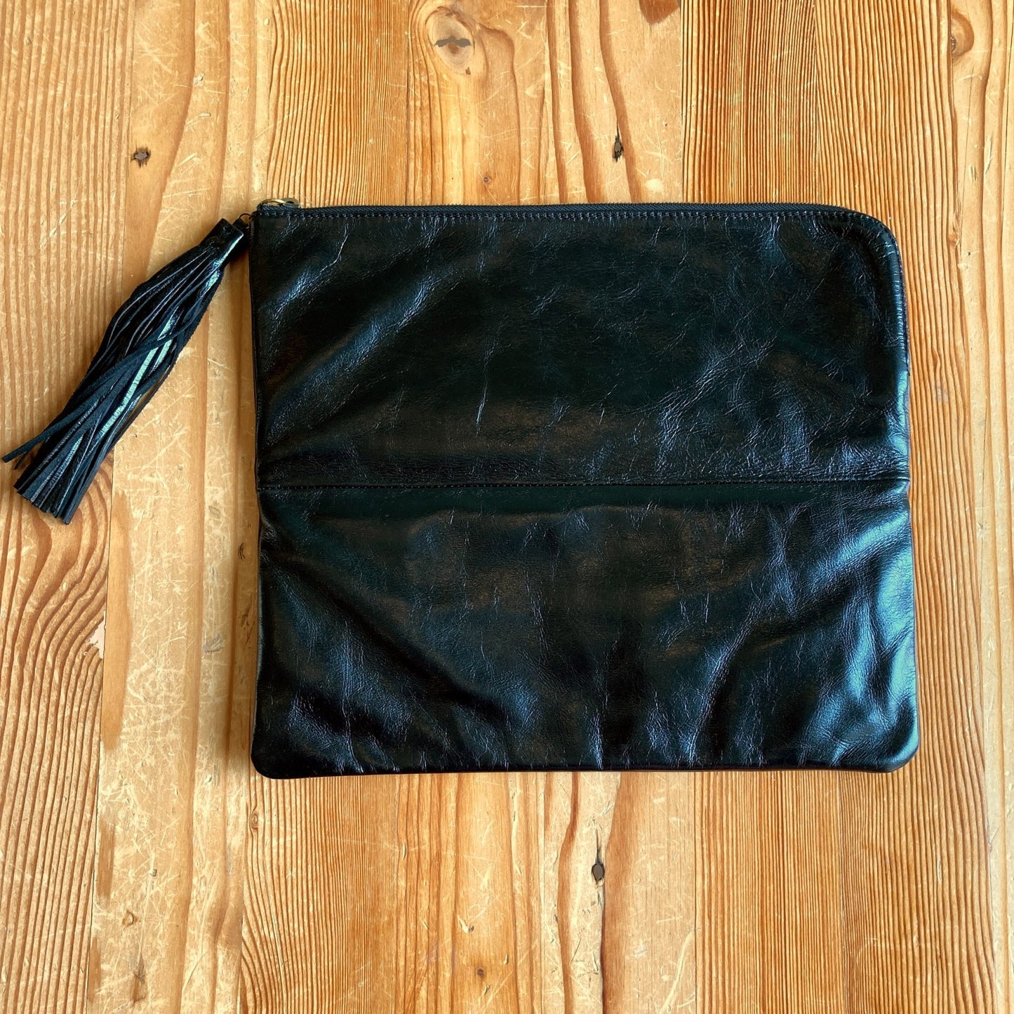 Hobo International Black Leather $168 Raine Foldover Clutch Bag - 0706KS