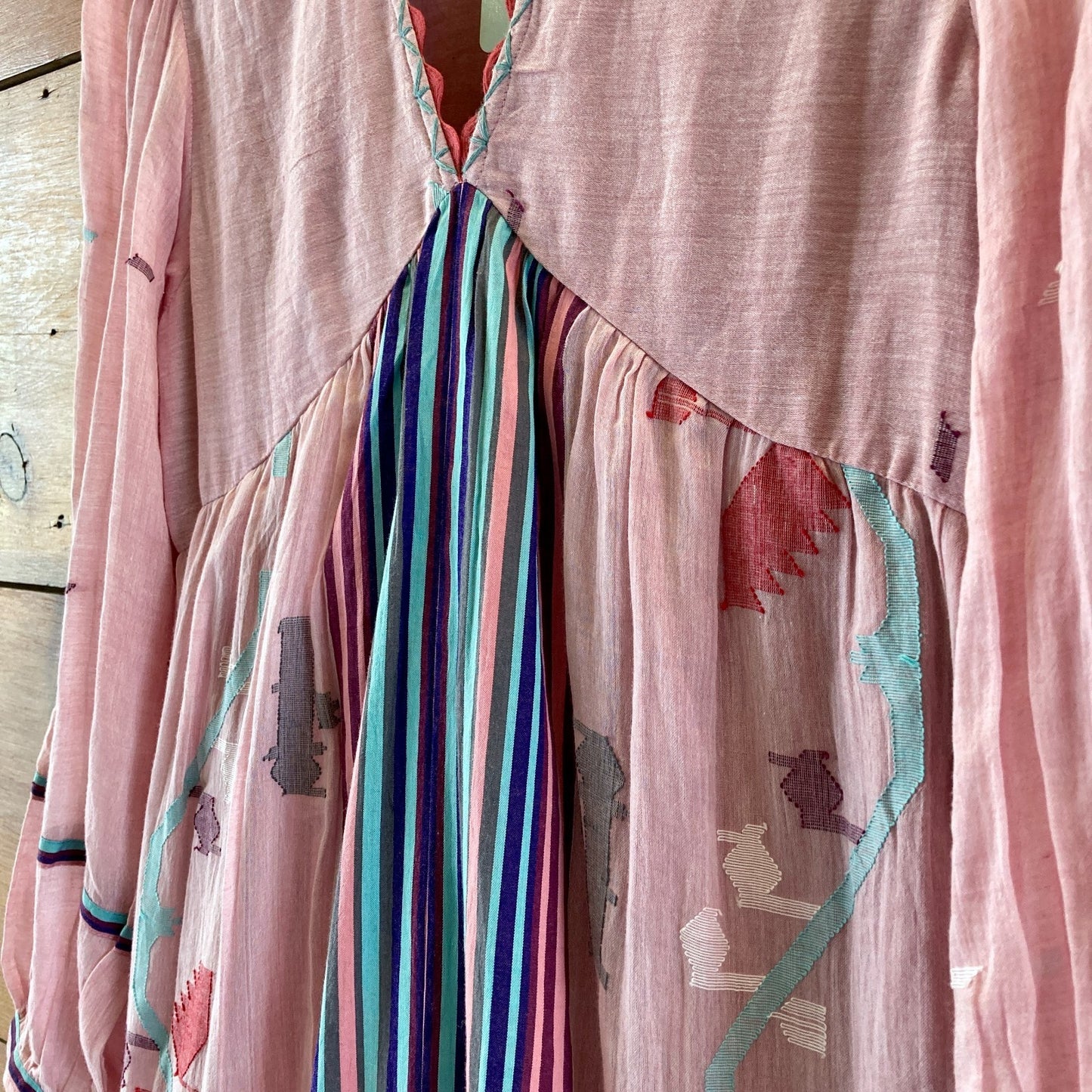 Conditions Apply Pink Handwoven Aranza Maxi Length Dress - Size S - 0316CK