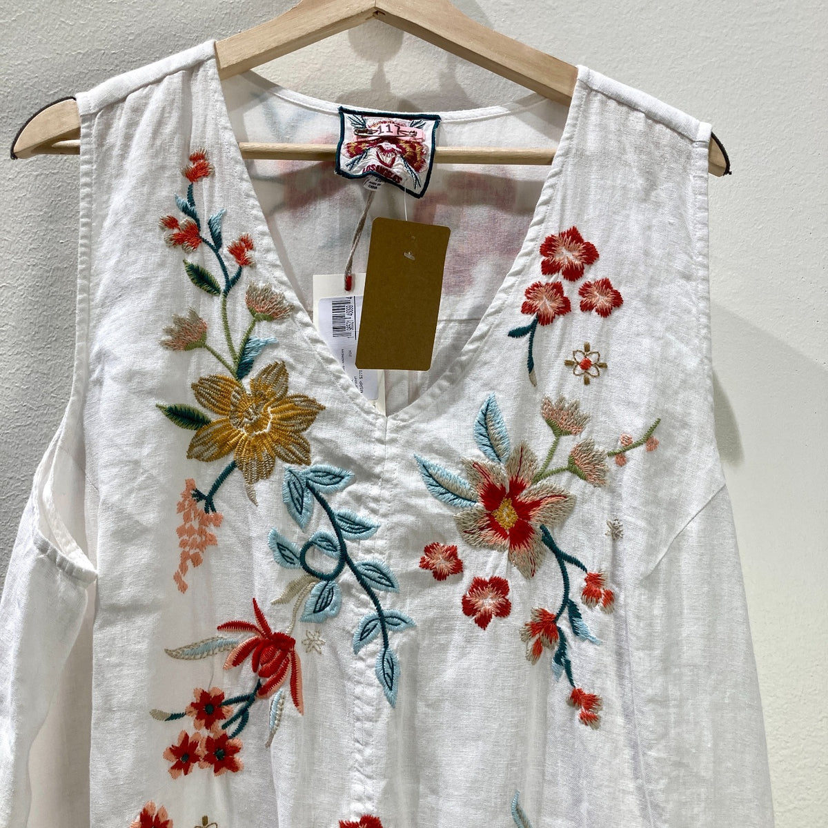 Johnny Was $270 White Linen Andrean Embroidered Tank Dress - XXL - NEW - 0217RC