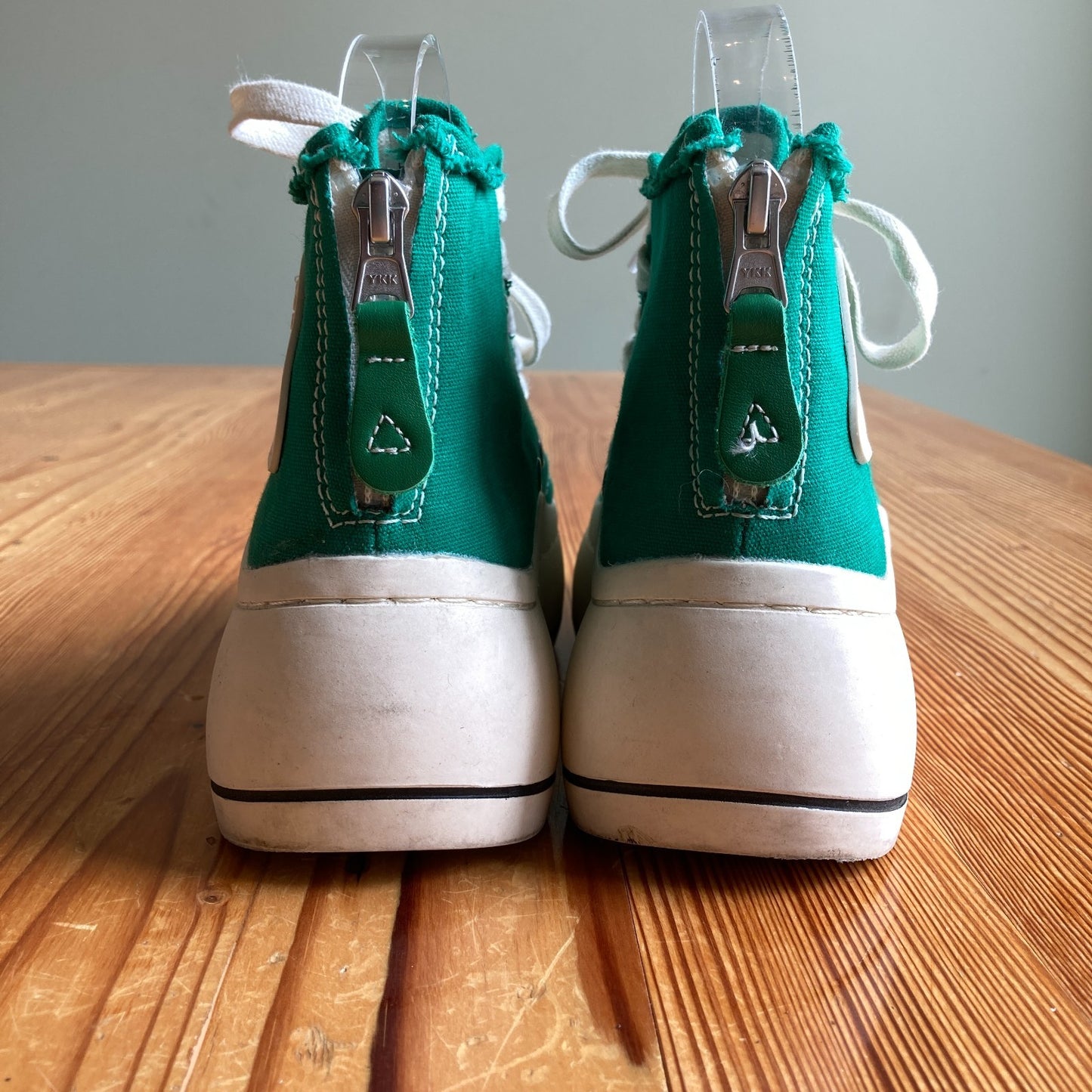 R13 $495 Green Chunky High Top Platform Kurt Sneakers Shoes - Size 5 - 0415AB