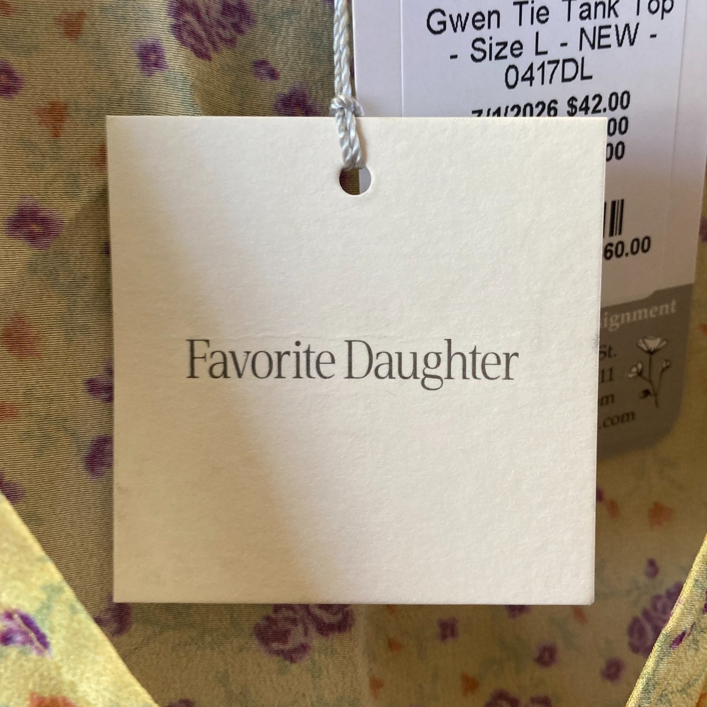 Favorite Daughter Yellow Floral Silk Gwen Tie Tank Top - Size L - NEW - 0417DL