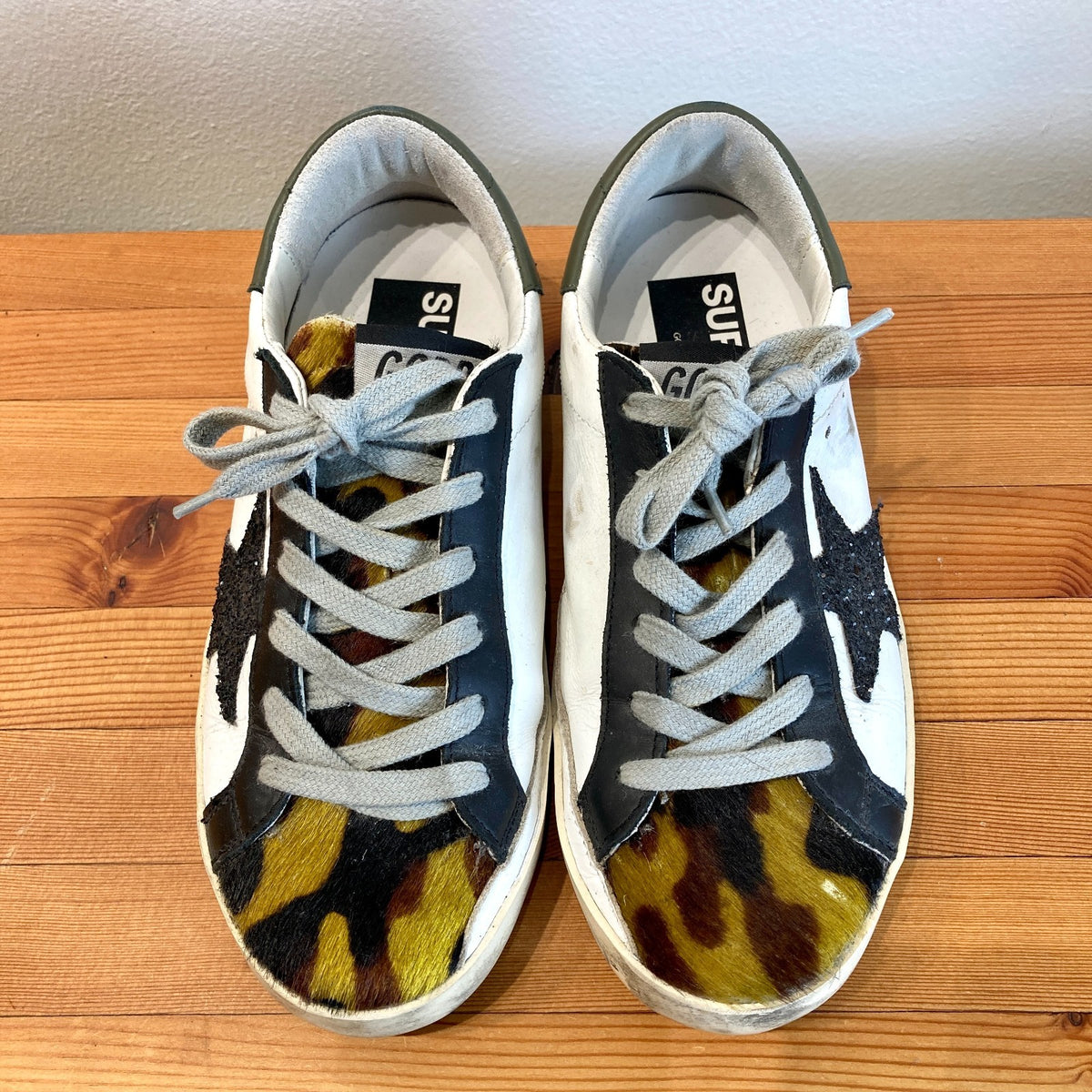 Golden Goose $580 White Super Star Leopard Glitter Sneakers - Sz 35/ 5 - 0209SB