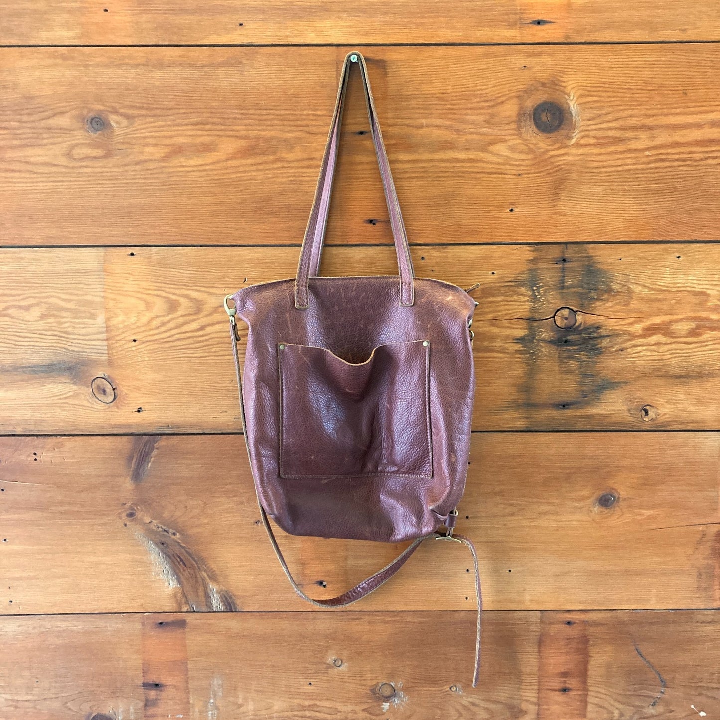 Portland Leather Goods Weathered Brown Top Zip Large Tote Bag Purse - 1103ES