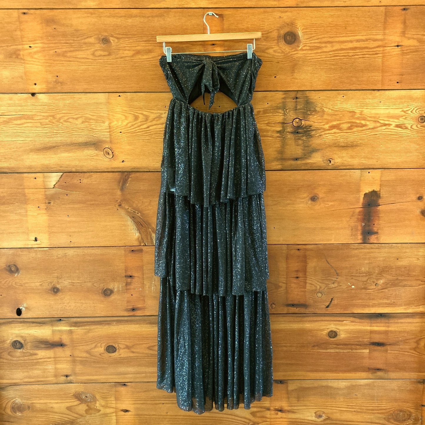 For Love & Lemons Black Strapless Juni Tiered Maxi Dress -Size XS - NEW - 0515CJ