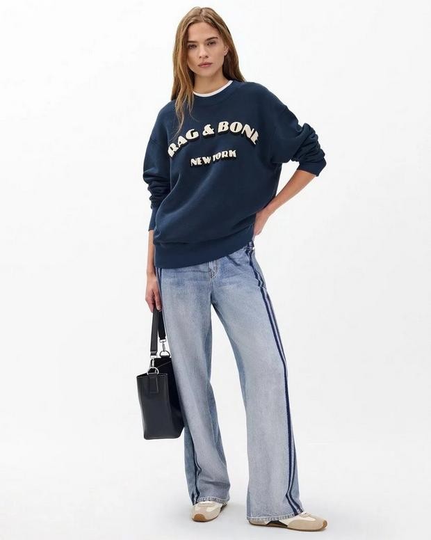 Rag & Bone Miramar Wide Leg Track Stripe Jeans Pants - Size XL - 1206HP