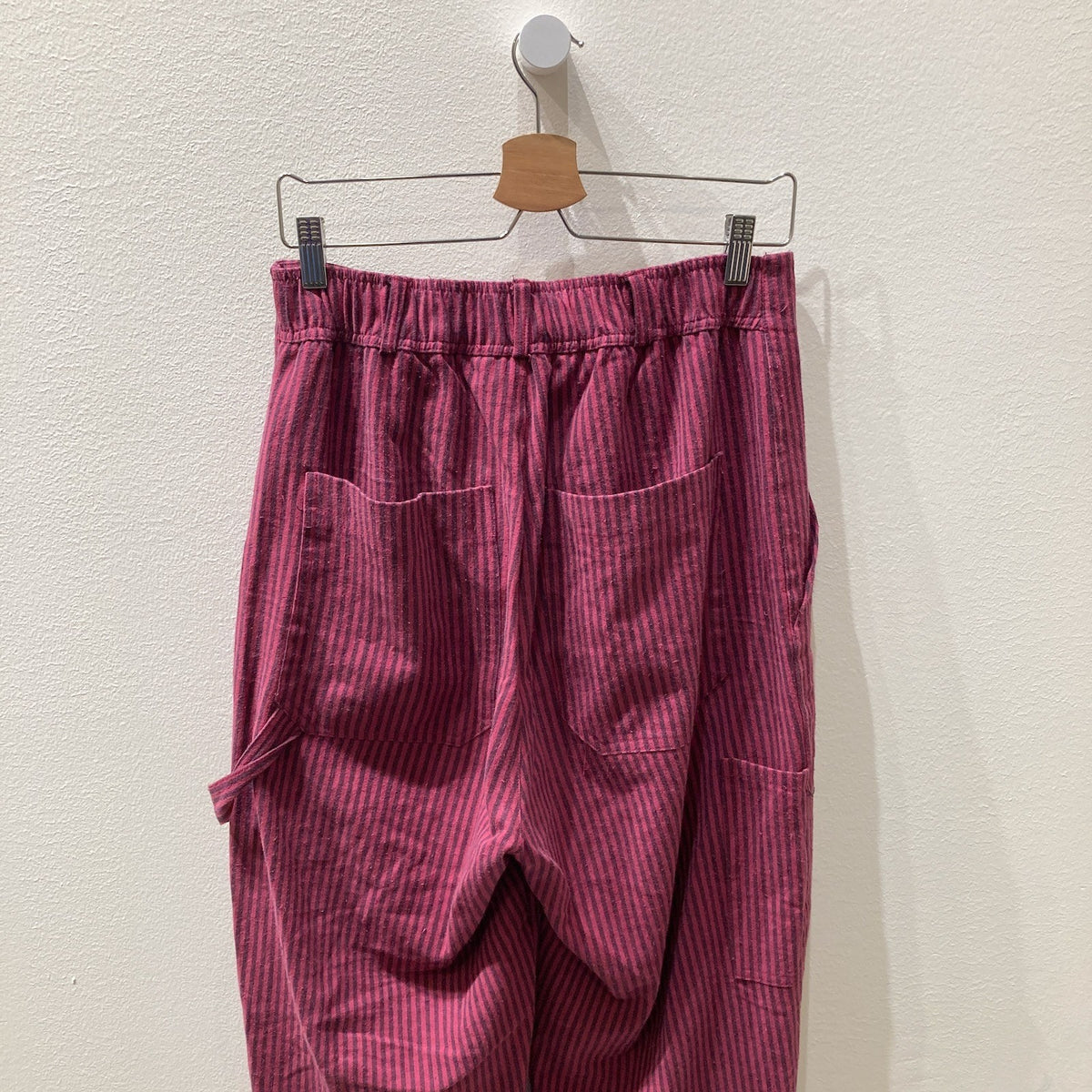 Back Beat Magenta Striped High Rise Pull On Utility Pants - Size L - 0607CC