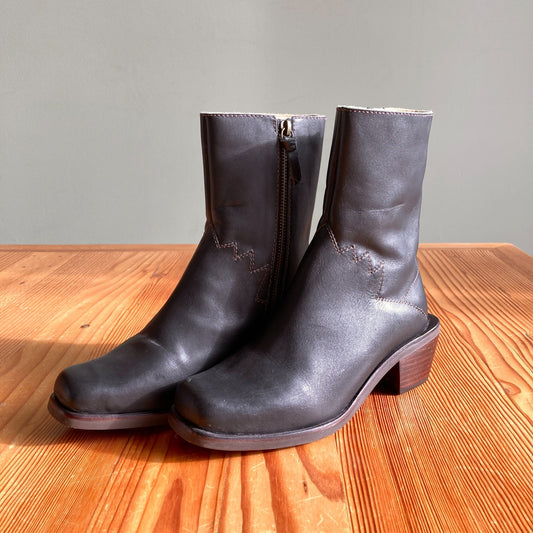 6 - Bird of Flight Dark Brown Leather Ojai $325 Square Toe Boots 0312IG