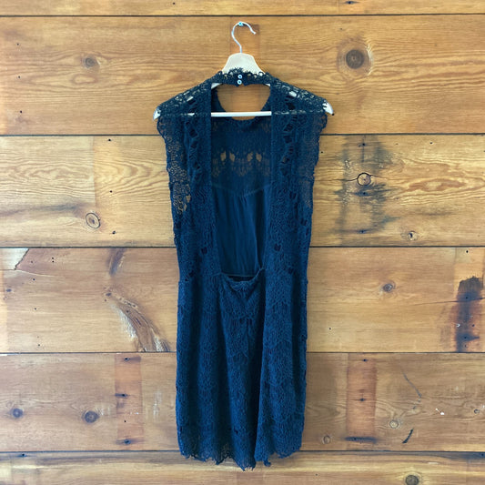 Intimately by Free People Black Lace NEW Open Back Mini Dress - 0218NM