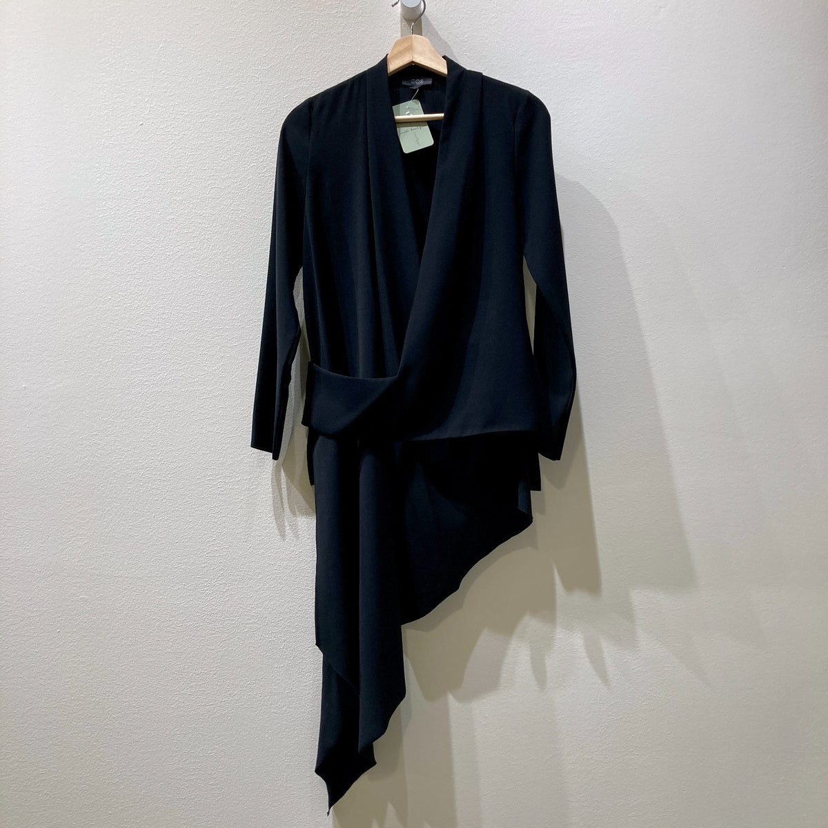 COS Black Asymmetrical Draped Long Sleeve Jacket - Size S - 0907FL