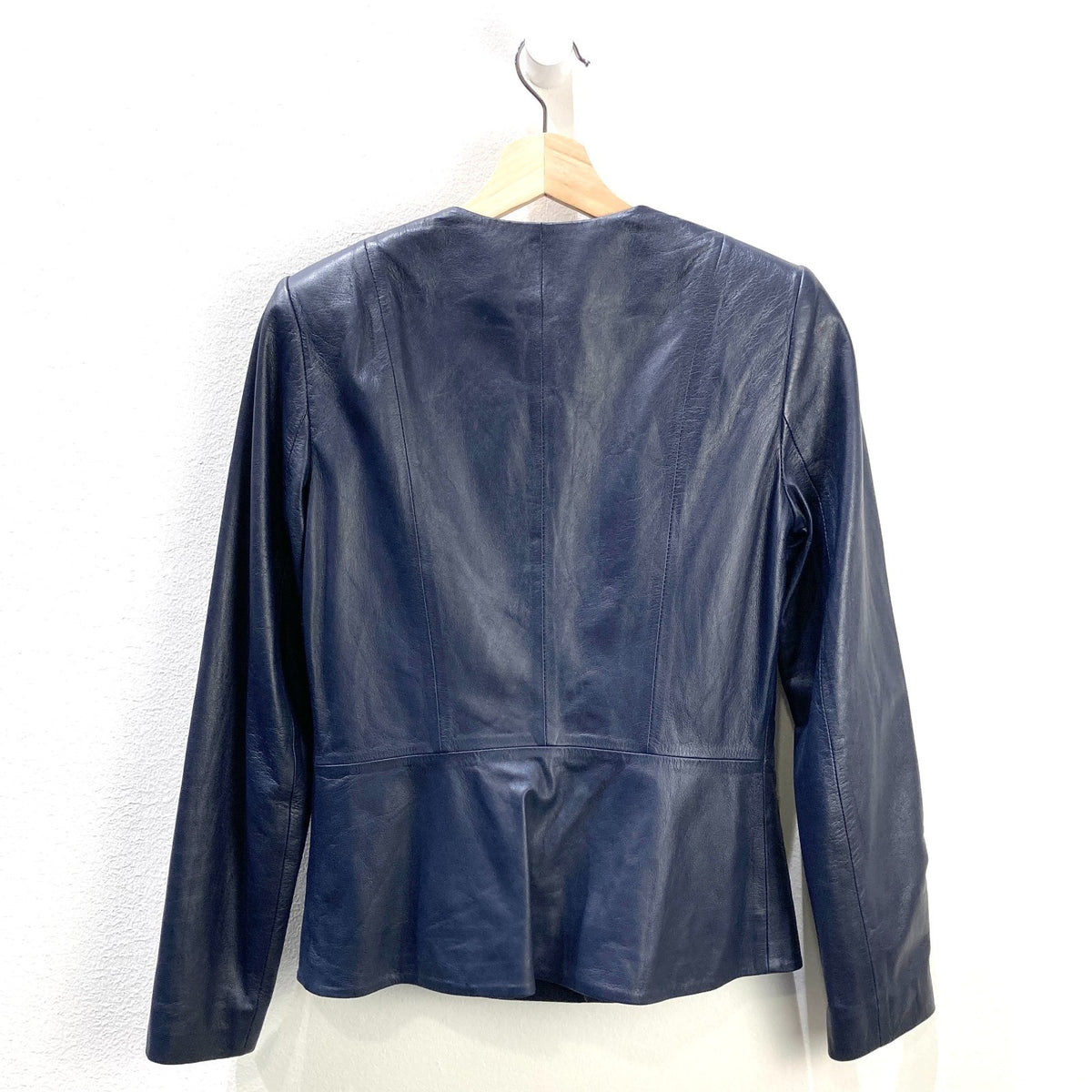 Theory $815 Navy Blue Lamb Leather Zip Up Alimo Jacket - Size 4 - 1015NE