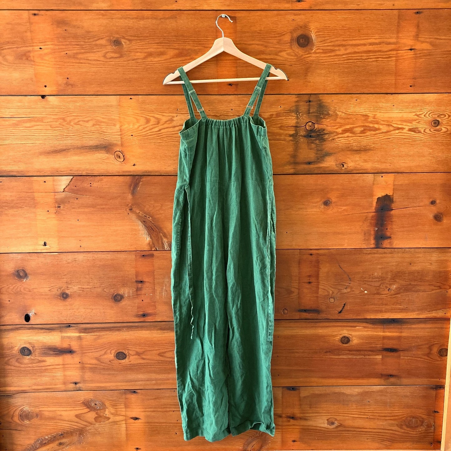 1 / S - Gravel & Gold $325 Basil Green Linen Twyla Jumpsuit Overalls 0312IG