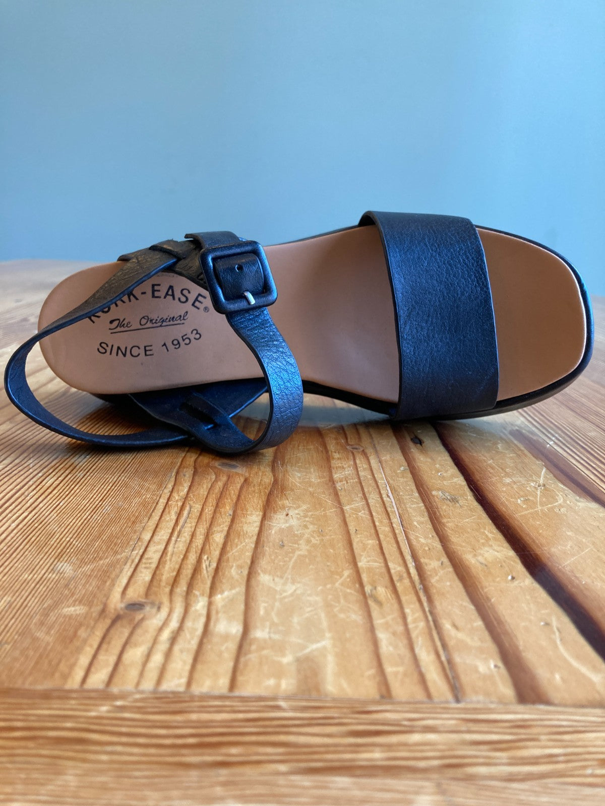 Kork-Ease Black Hallie Leather Platform Strappy Sandals - Size 6 - 0312IG