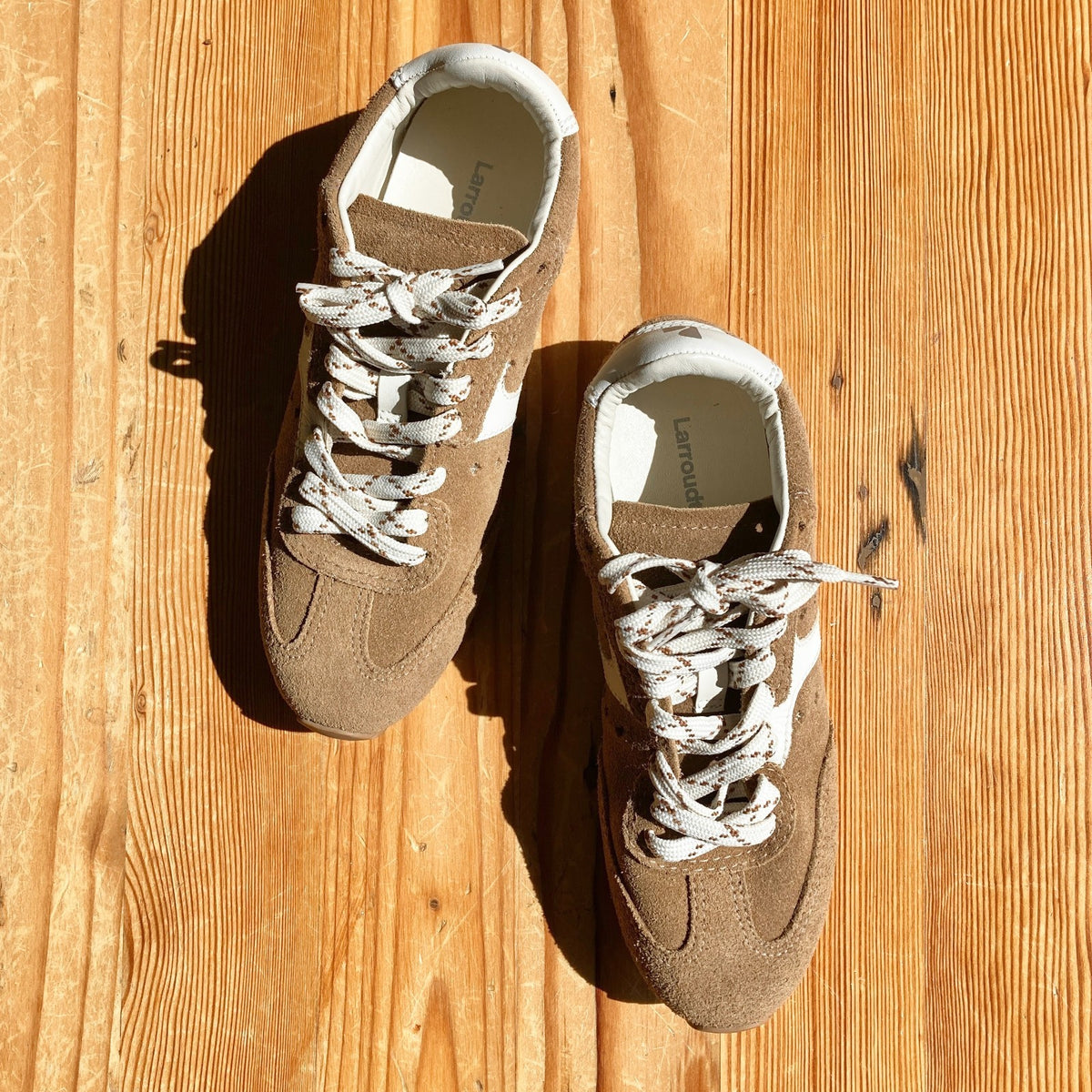 Larroude NEW Brown & White Suede Stella Sneakers Shoes - Size 7 - 0320JS