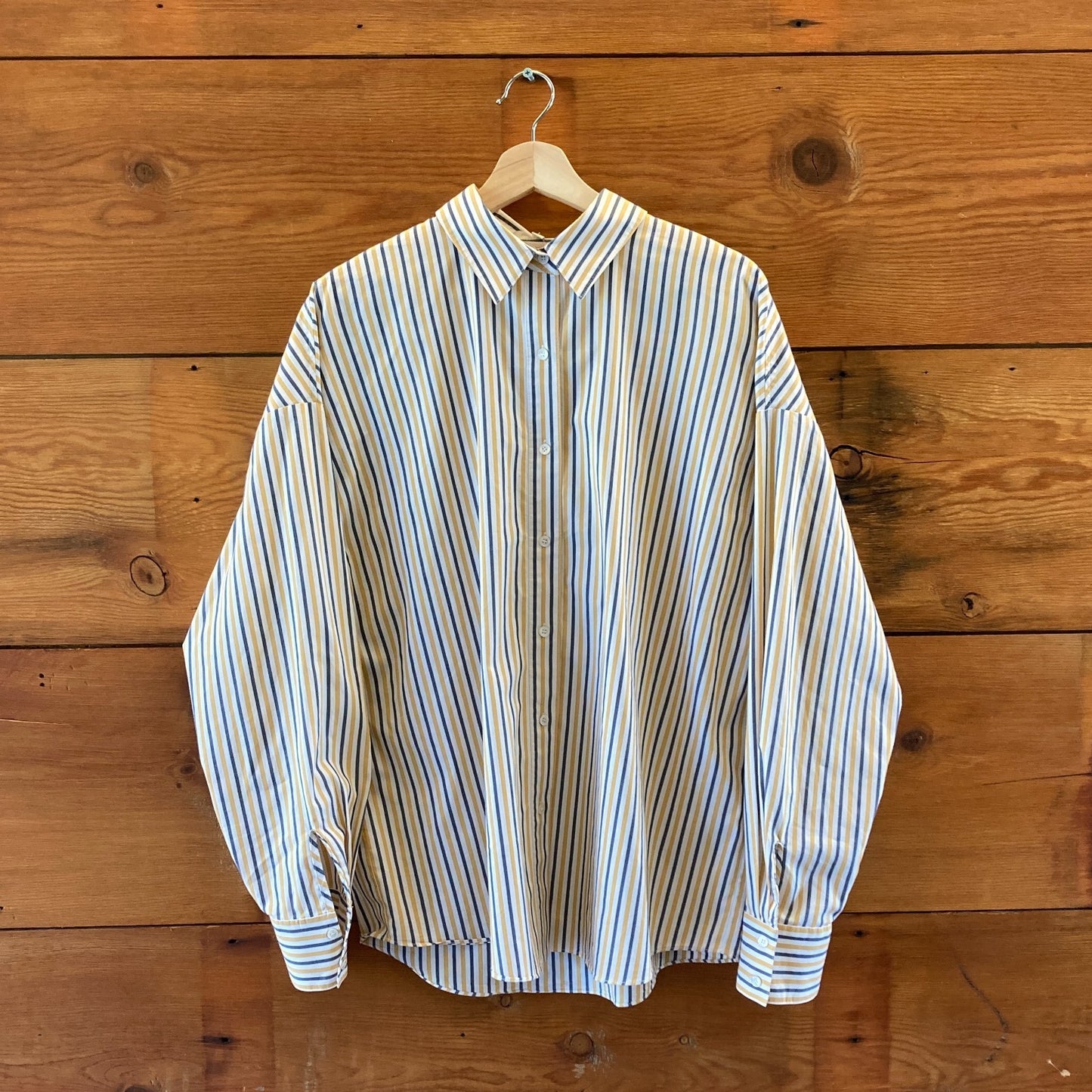 Favorite Daughter Yellow Striped Button Up Long Sleeve Shirt - Size S - 1117KW