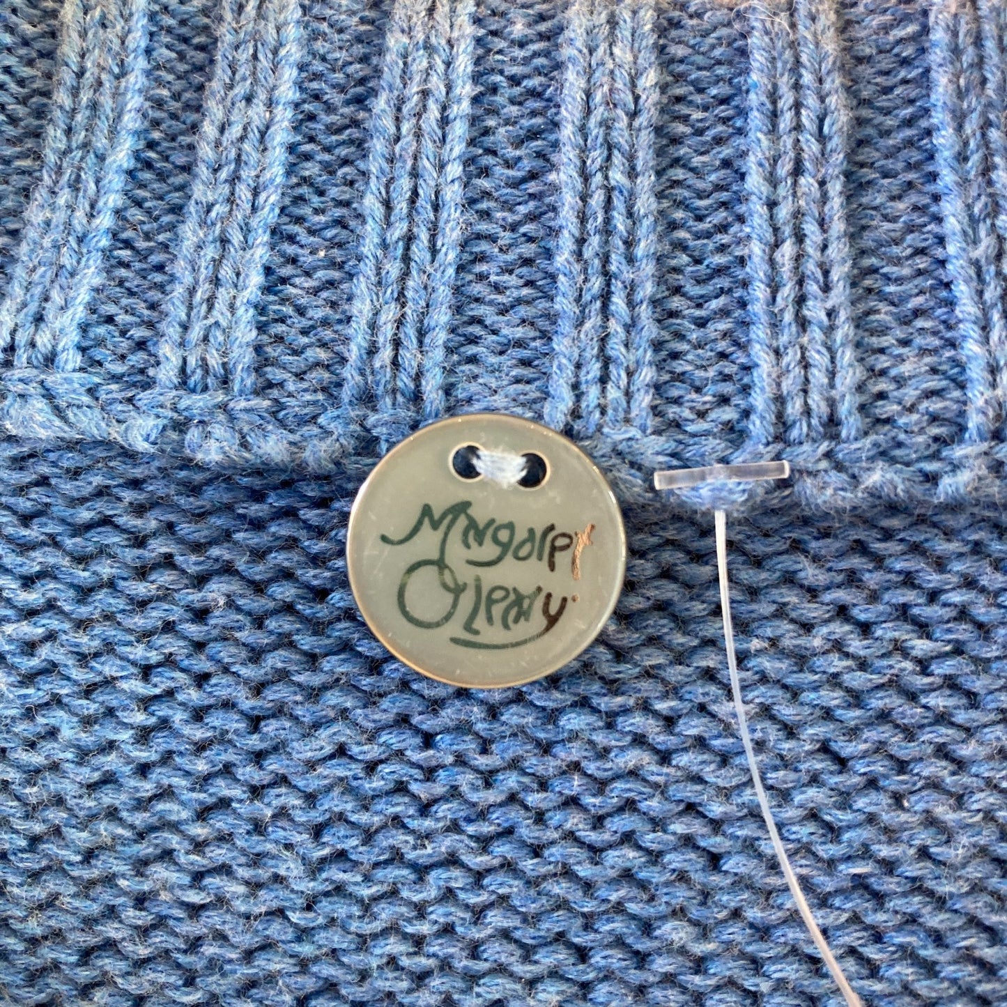S - Margaret O'Leary Blue Pink Cotton Knit Pullover Womens Sweater 0916VB