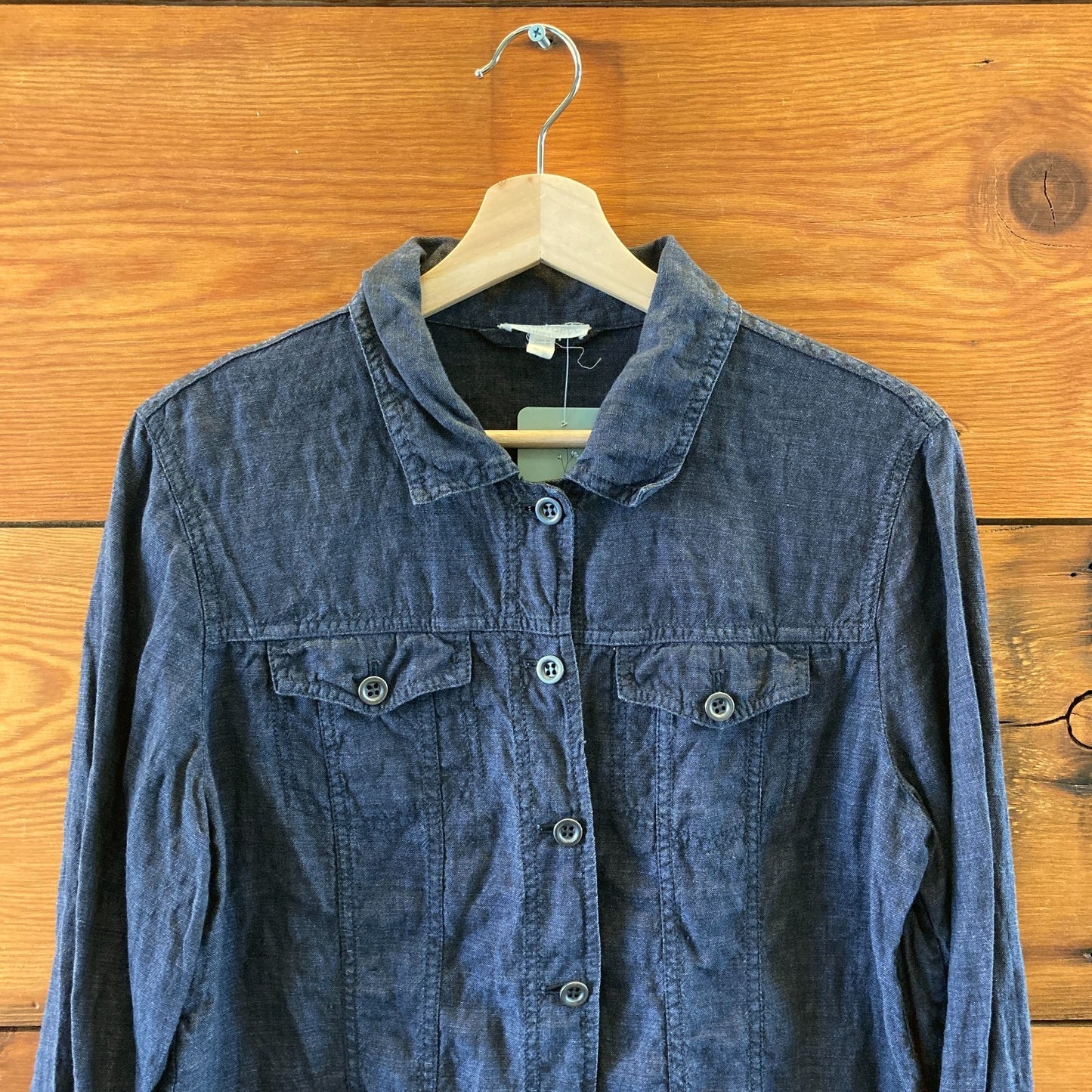 Eileen Fisher Indigo 100% Linen Button Front Jacket - Size M - 0721DK
