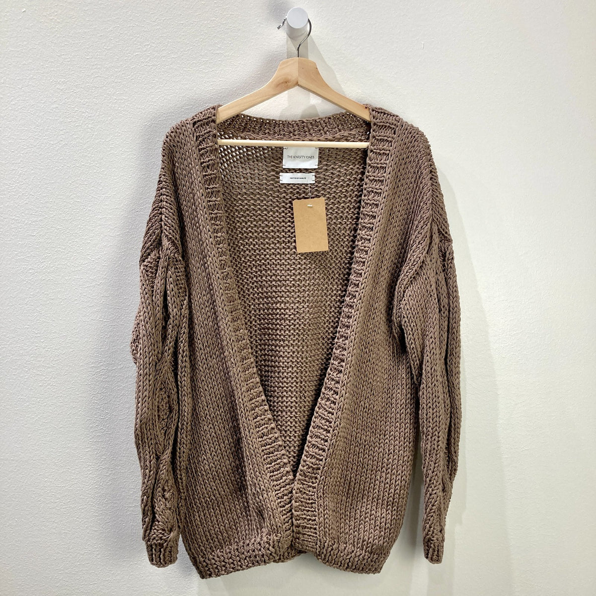 The Knotty Ones Brown Open Front Cotton Knit Cardigan Sweater - Size XS - 0606RO