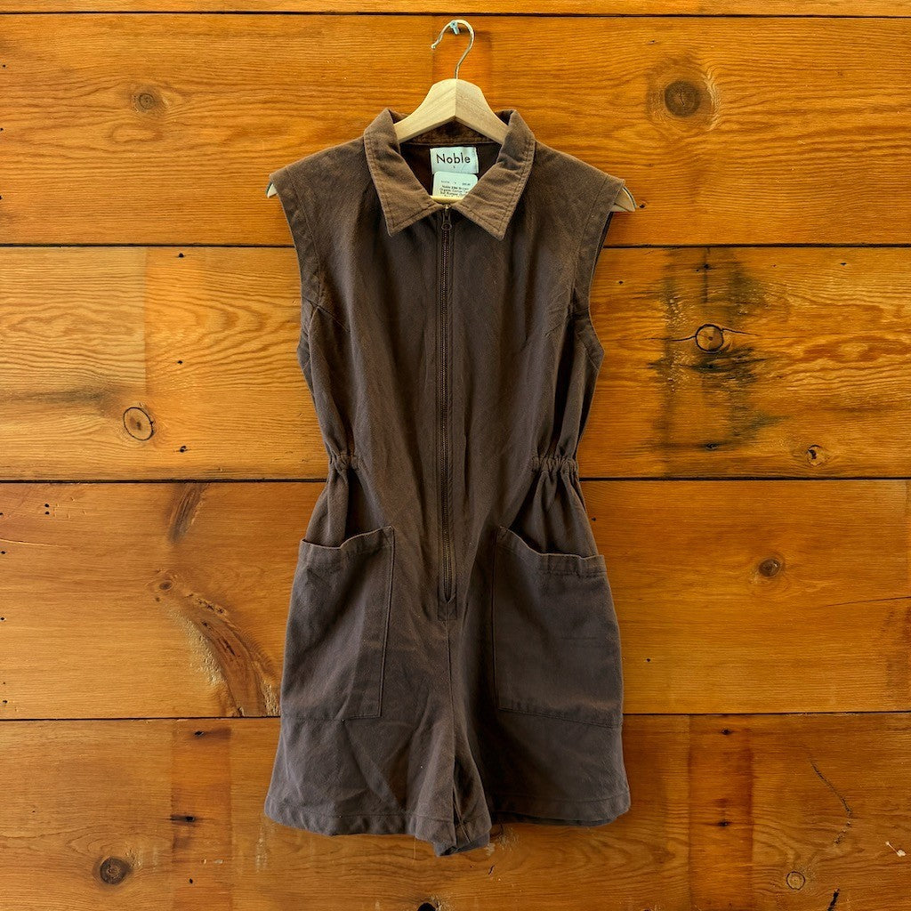 Noble $168 Brown Organic Cotton Tank Suit Romper Outfit - Size S - 0312IG