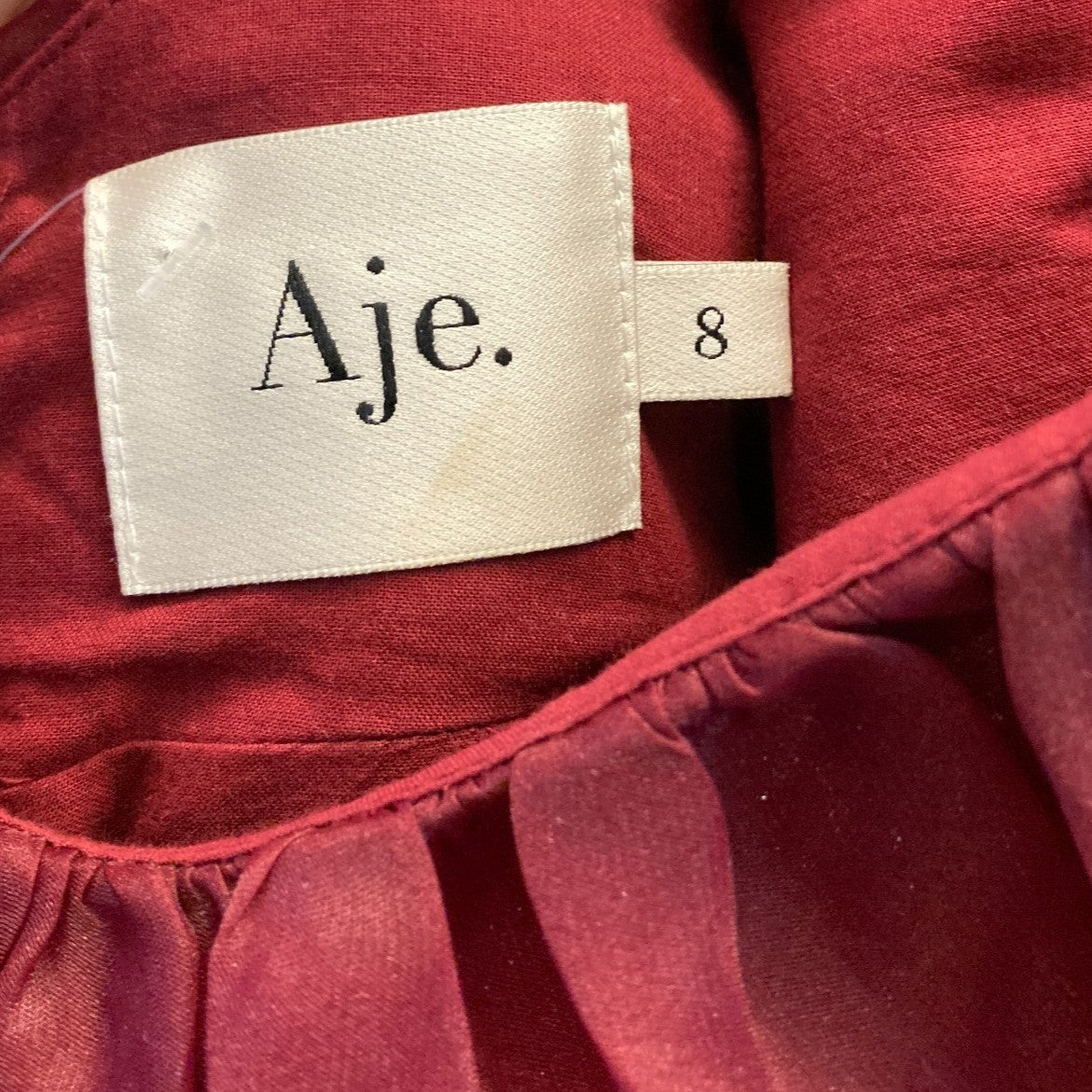 4 US / 8 - Aje. Burgundy Gretta Organza Tie-Detailed Gathered Mini Dress 1201LI