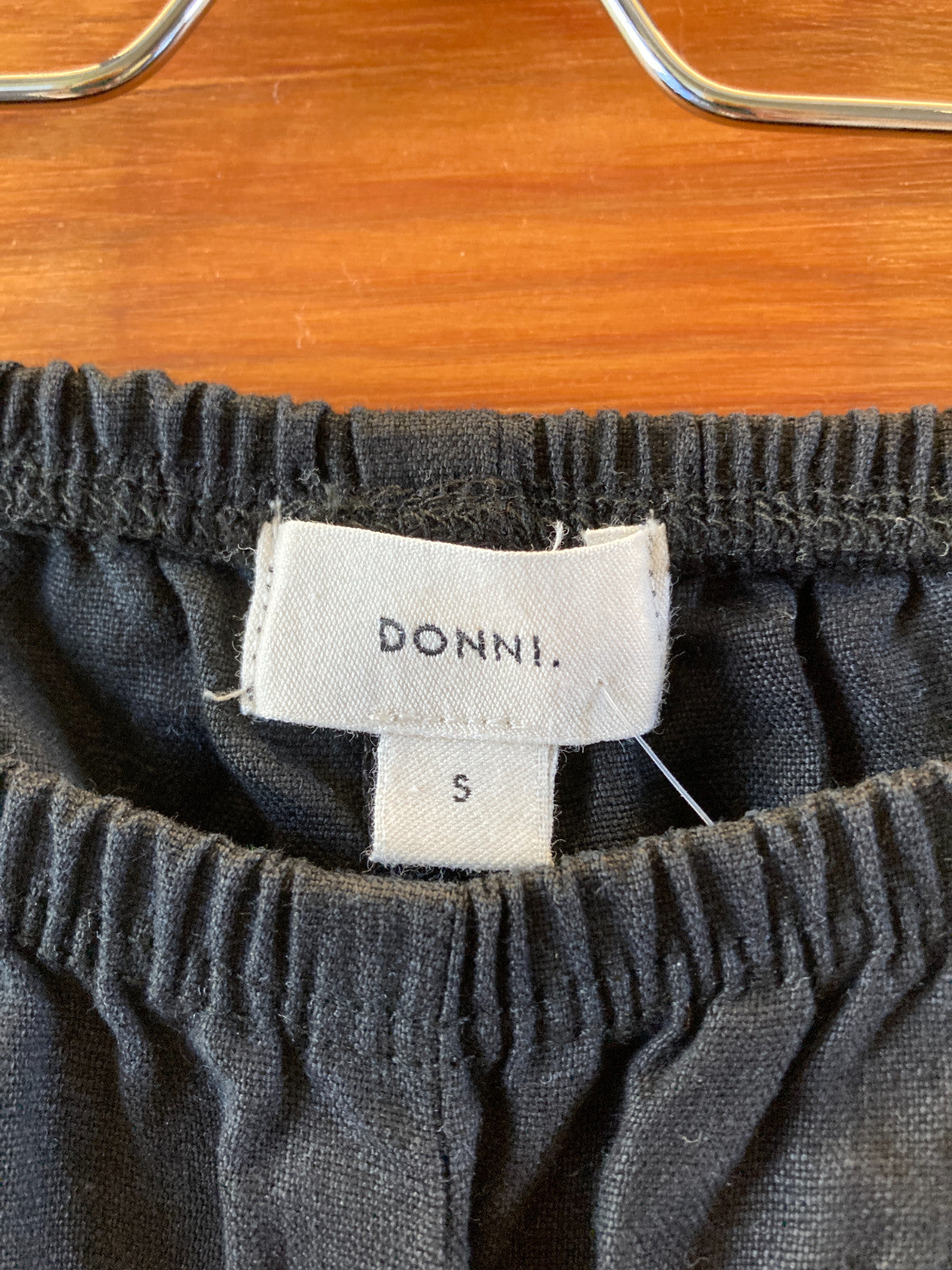 DONNI Black The Linen Crop Racer Stripe Pants - Size S - 0312IG