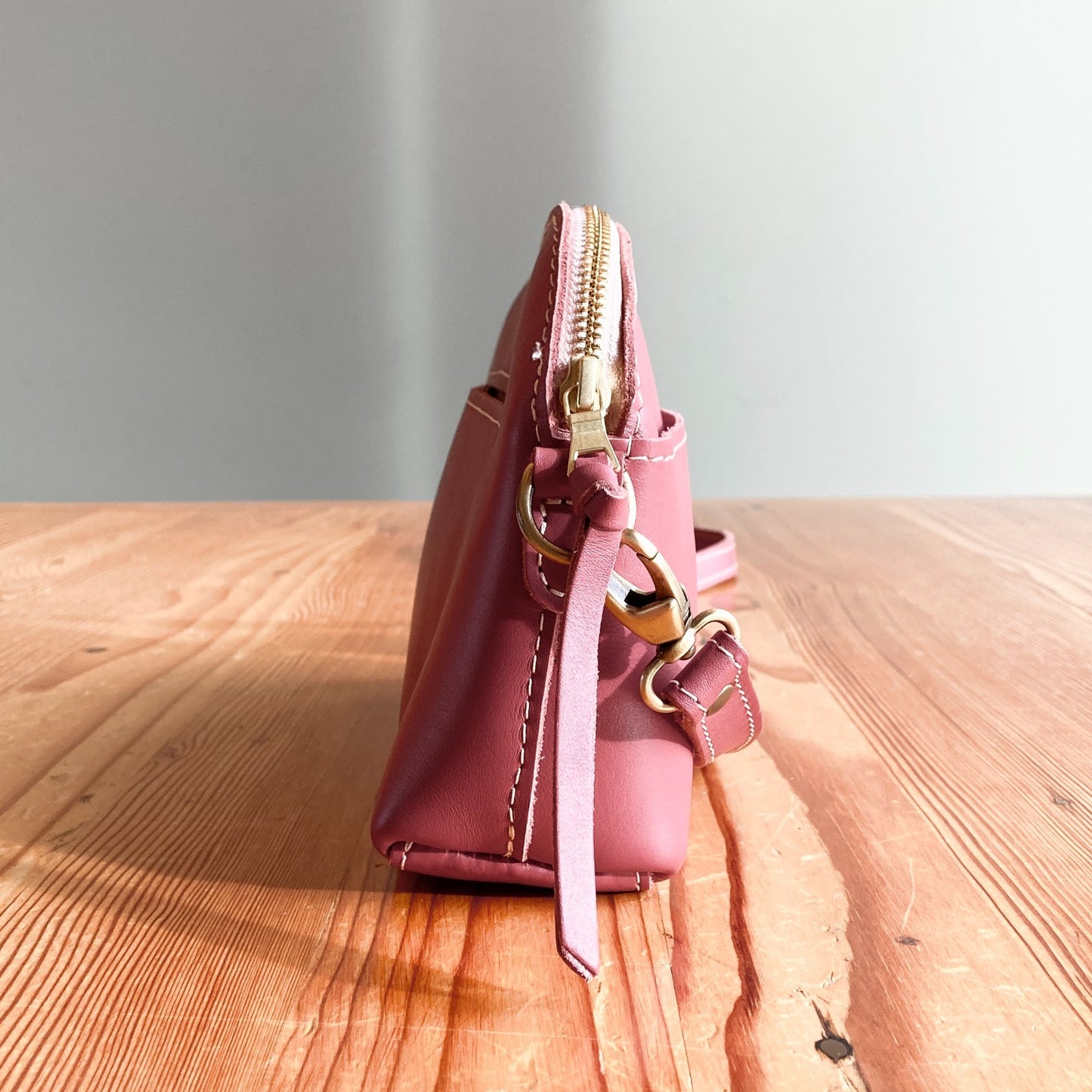 Portland Leather Goods Purple Zip Top Crossbody Bag Purse 0322AS