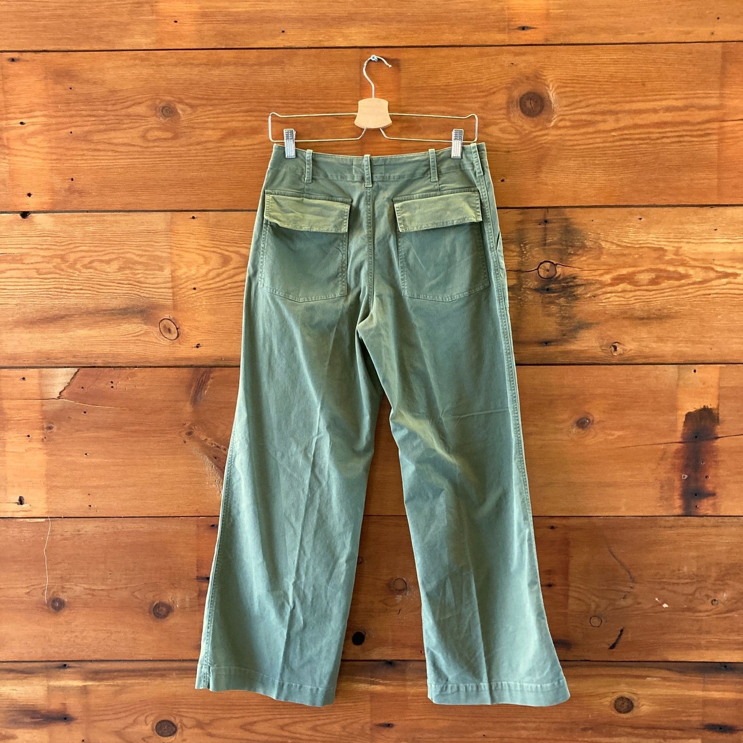 Nili Lotan Military Green Button Fly Wide Leg Trouser Pants - Size 4 - 0422VS