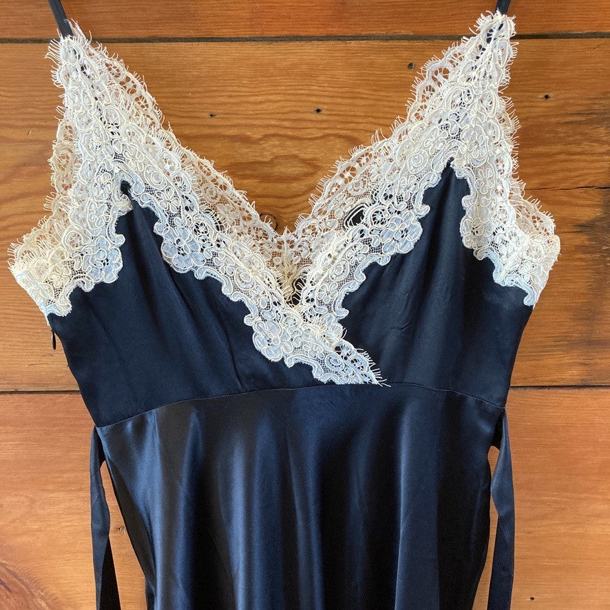 Doen $400 Black & White Corded Lace Obelia Silk Midi Dress - Size M - 1011SC