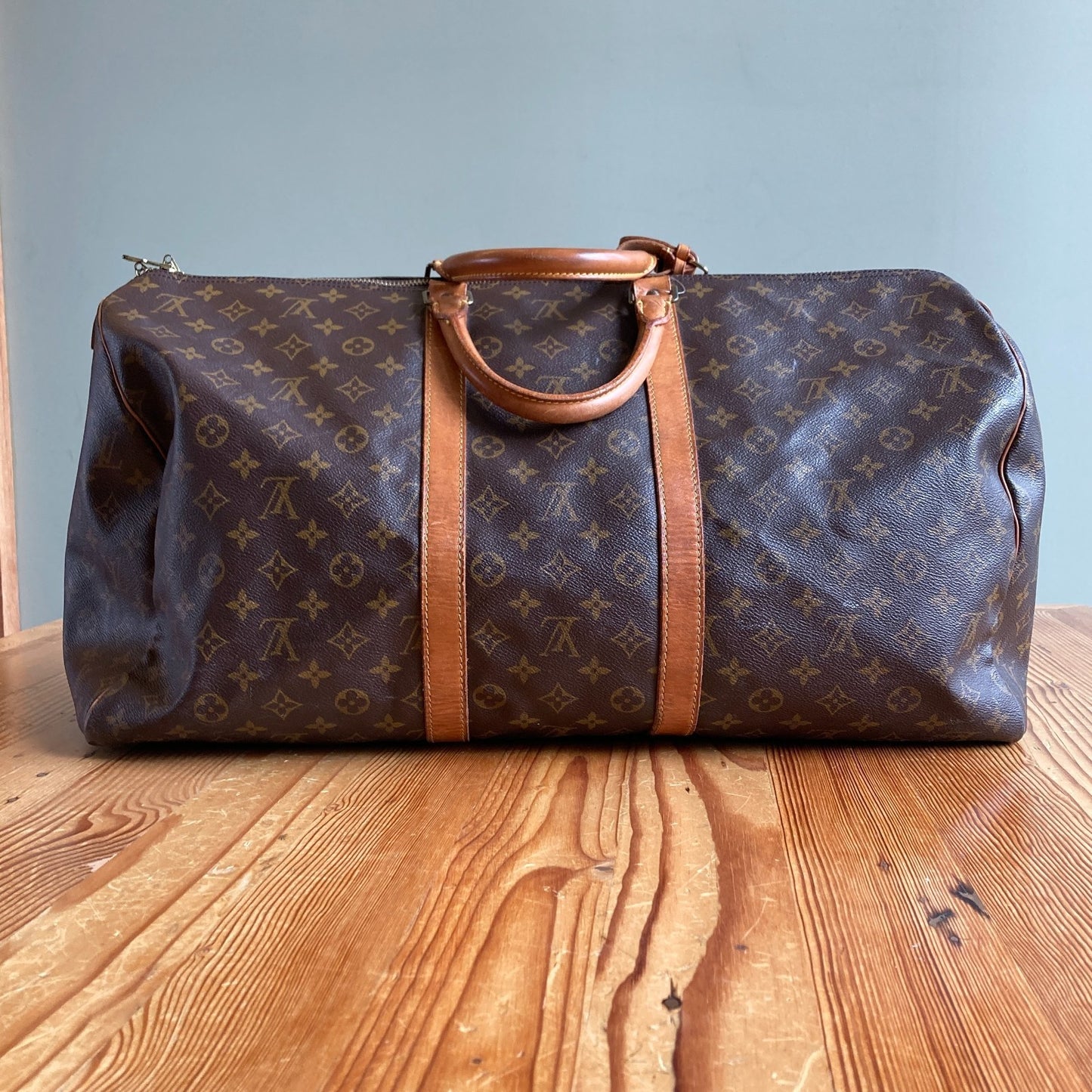 Louis Vuitton Brown Monogram Signature Canvas 1994 Keepall 55 Duffle Bag 1031LF