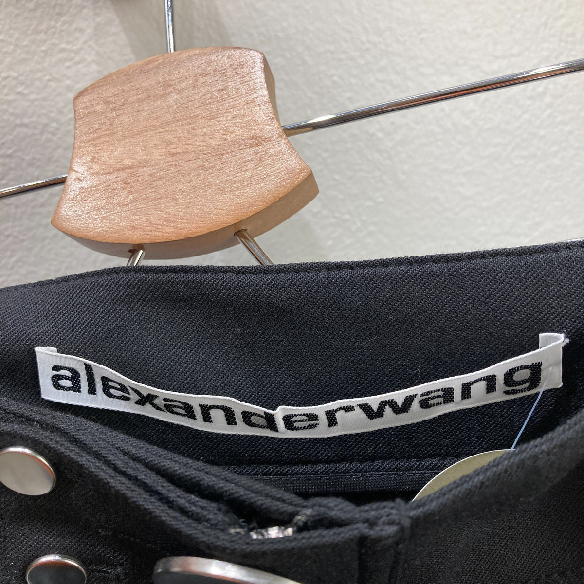 Alexander Wang Black High Waist Silver Button Wide Leg Pants - Size S - 1017SC