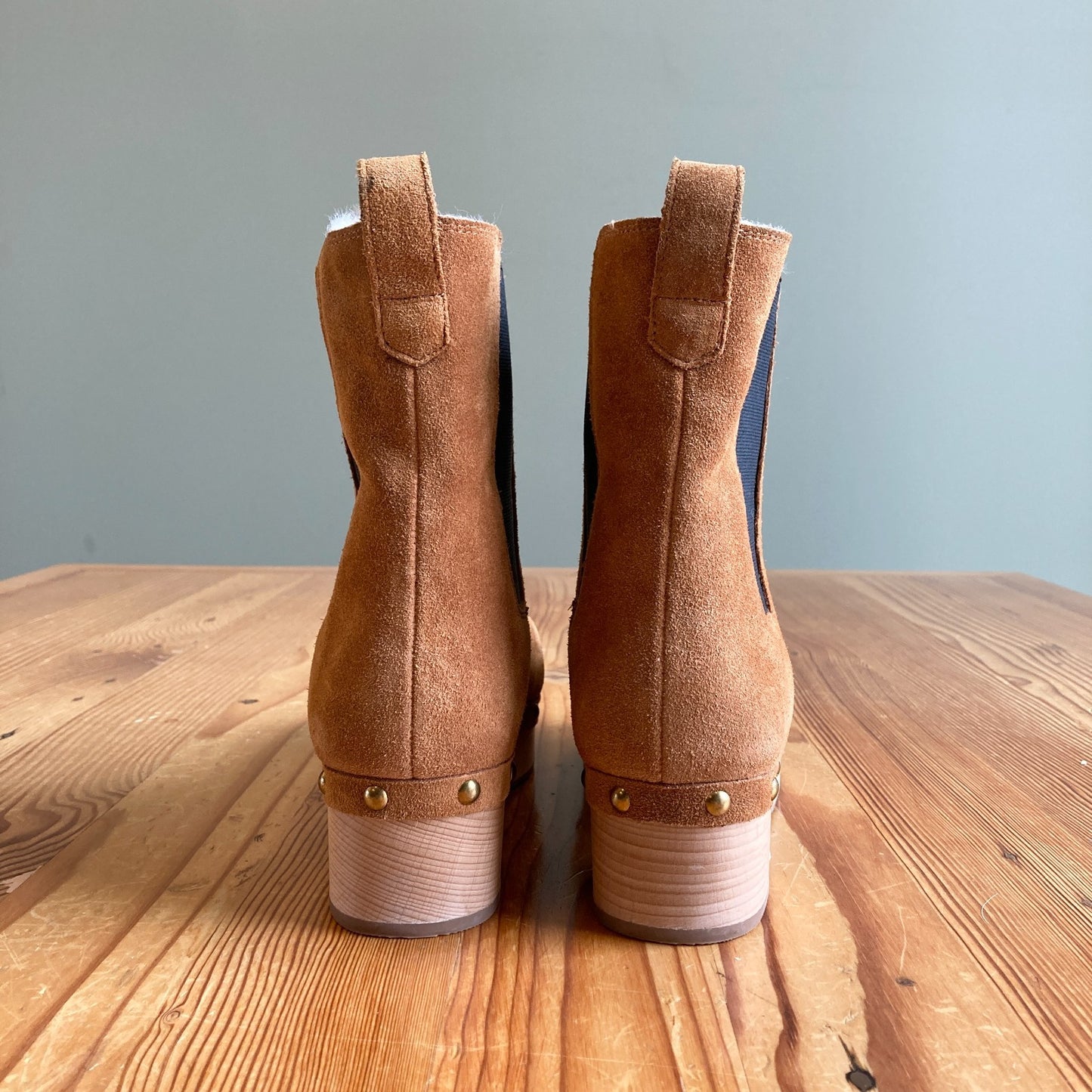 9 - J Crew Faux-fur Lined Clog Suede Pull-On Studded Womens Boots 0107KA