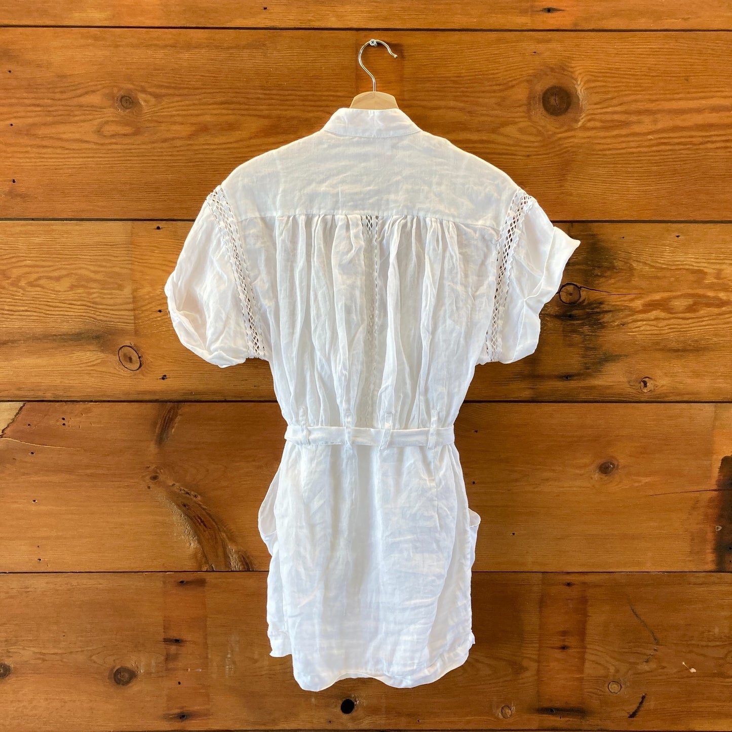 Frame White Linen Button Front Slip Lined Mini Dress - Size XXS - 0903BN