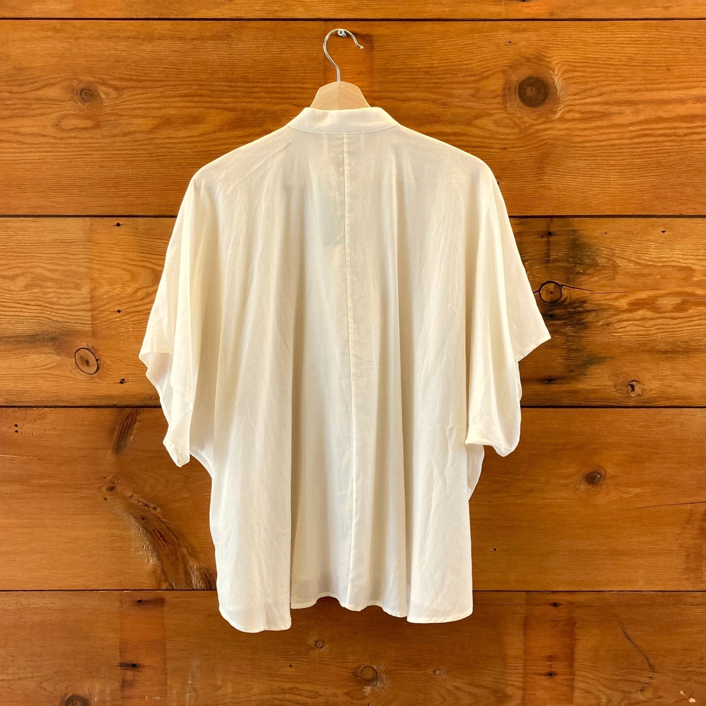 Momoni Ivory Short Sleeve Ruffle Neckline Berenice Shirt - Size 42 / L - 4427SC