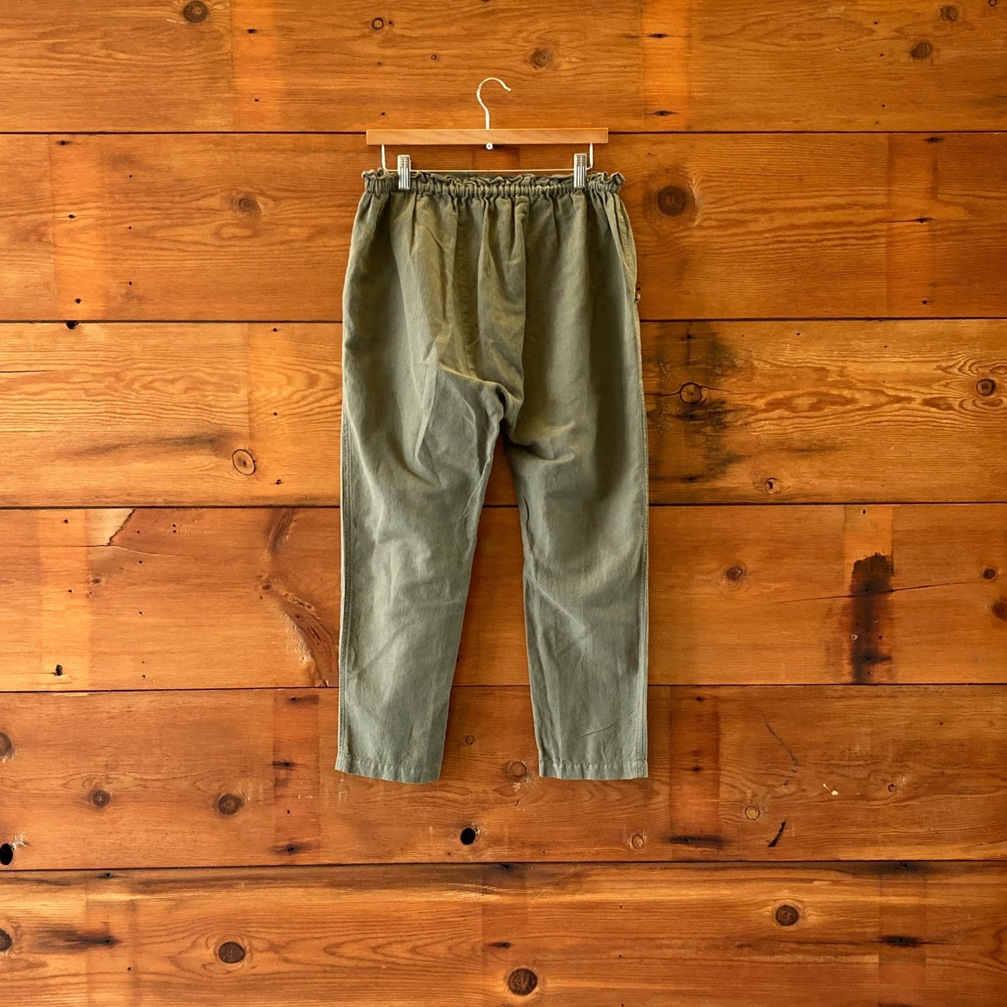 1 / S - The Great Olive Green Ruffled Trim Cotton Lightweight Pants 0316CK