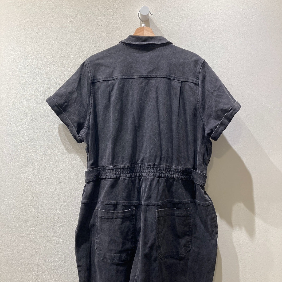Wildfang Black Denim Short Sleeve Essential Coverall Jumpsuit - Size 1X - 0530JF