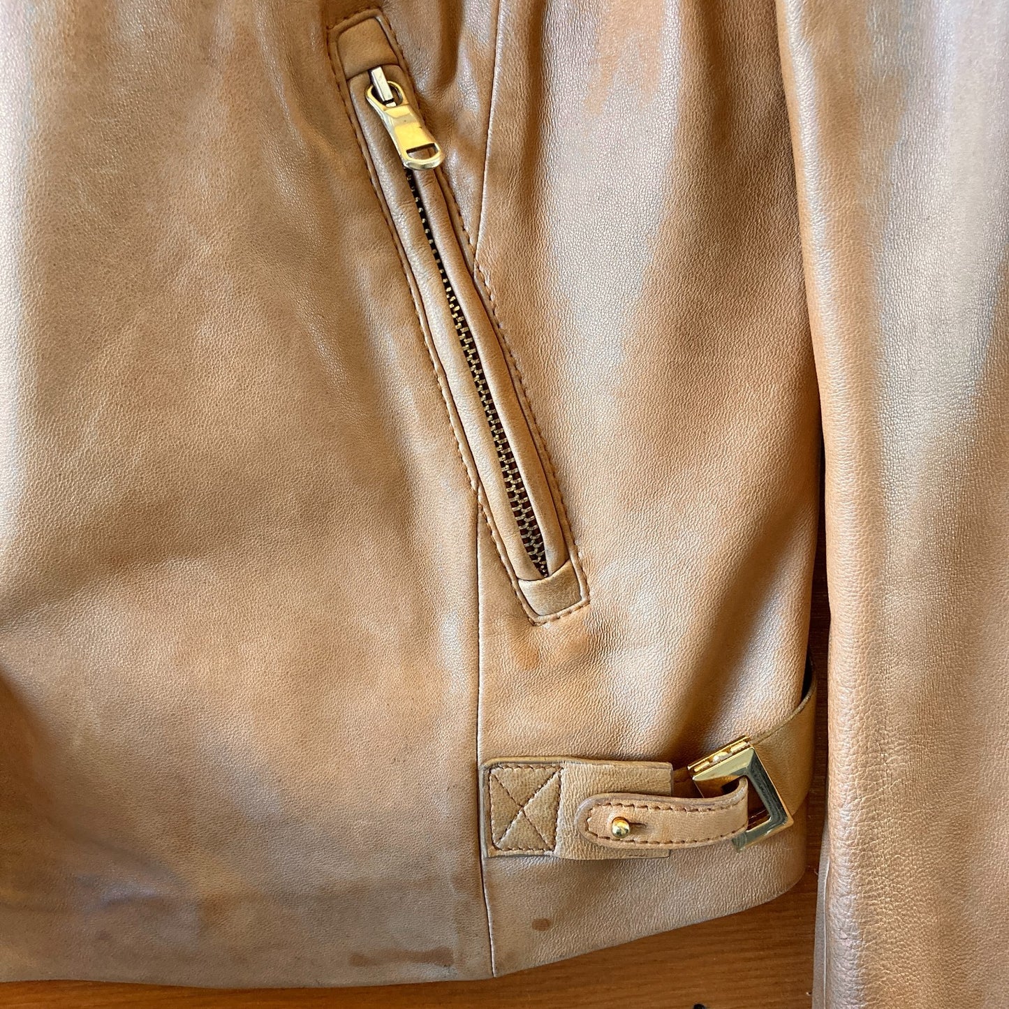 Bod & Christensen Tan Quilted Leather Zip Up Jacket - Size M - 1030SF