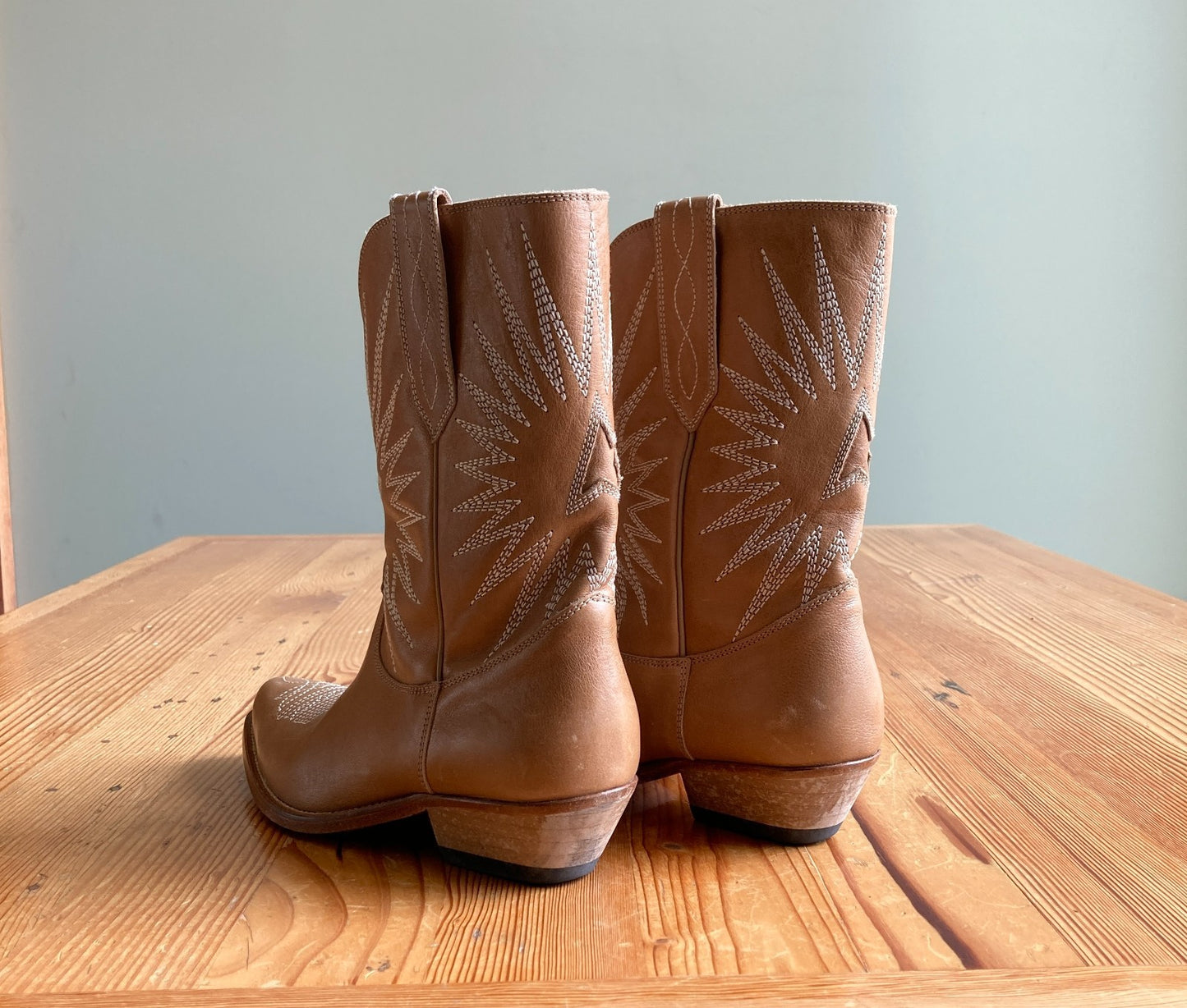Golden Goose Tan Leather Wish Star Western Limited Series Boots - Sz 39 - 1011SC
