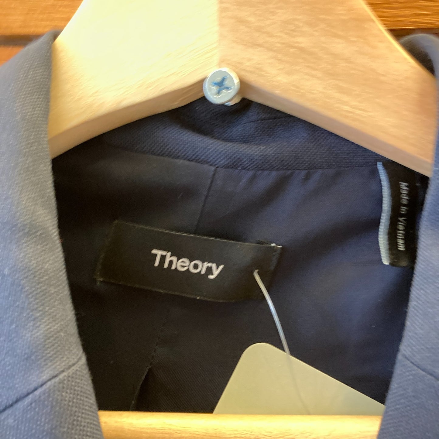 Theory $545 Navy Blue Oxford Wool Boxy Double Breasted Blazer - Size 4 - 1125KG