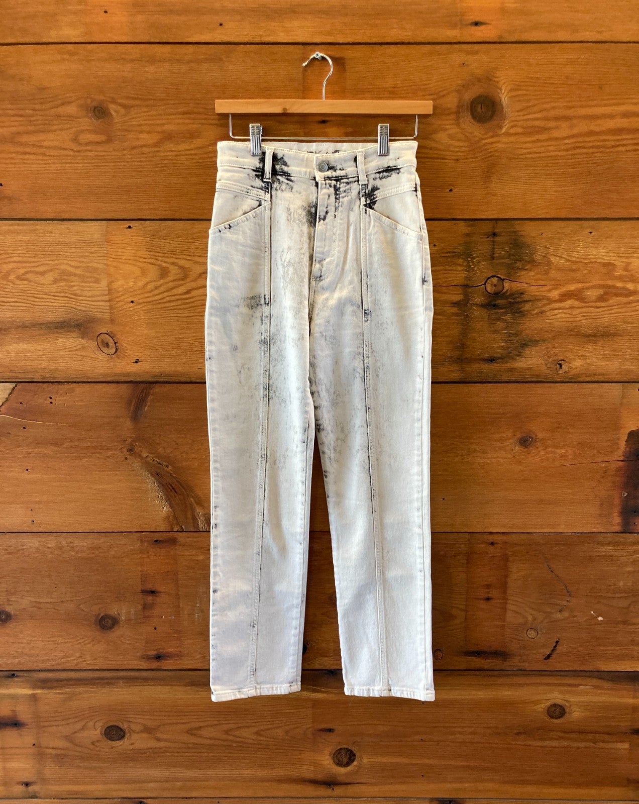 Stella McCartney White Acid Wash Galaxy Seam Front Jeans - Size 25 - 0320HJ