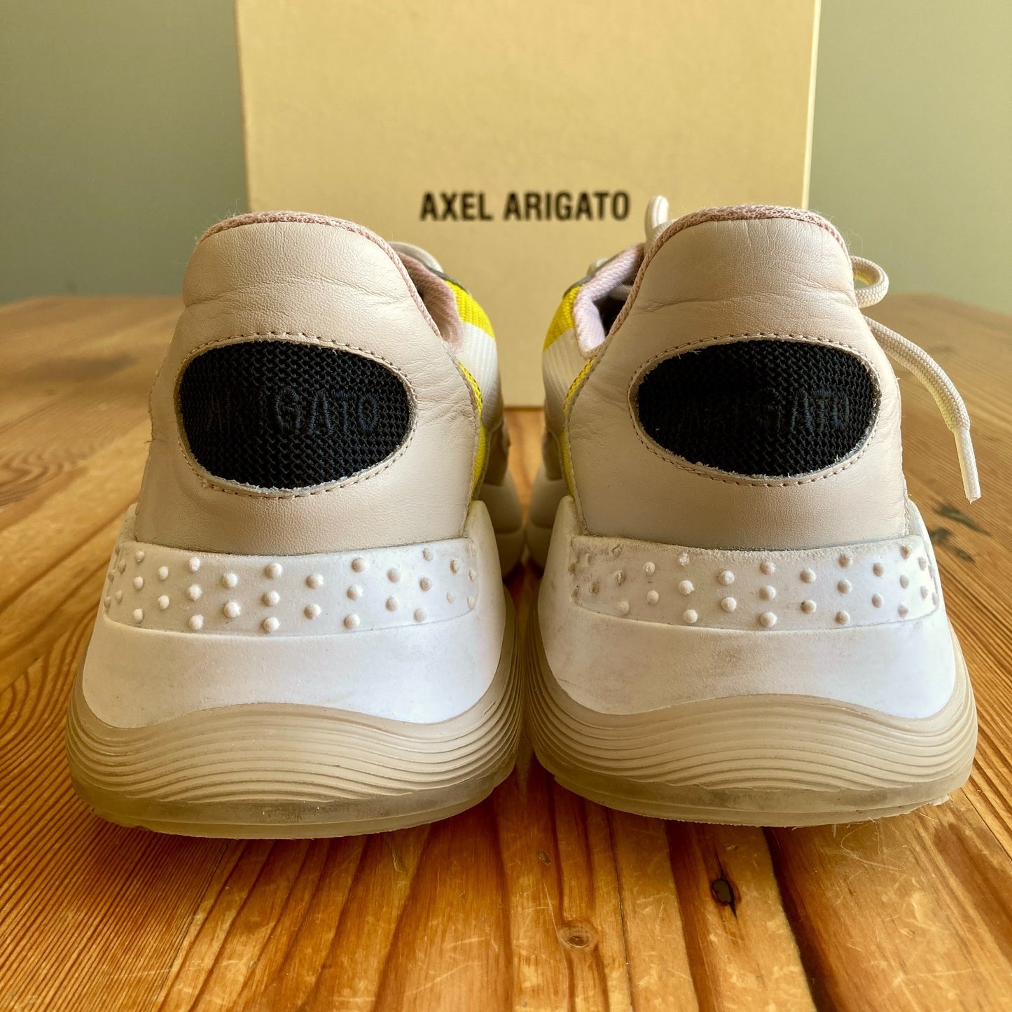 Axel Arigato White Pink Swipe Chunky Sneakers Shoes w/ Box - Size 8.5 - 0521AB