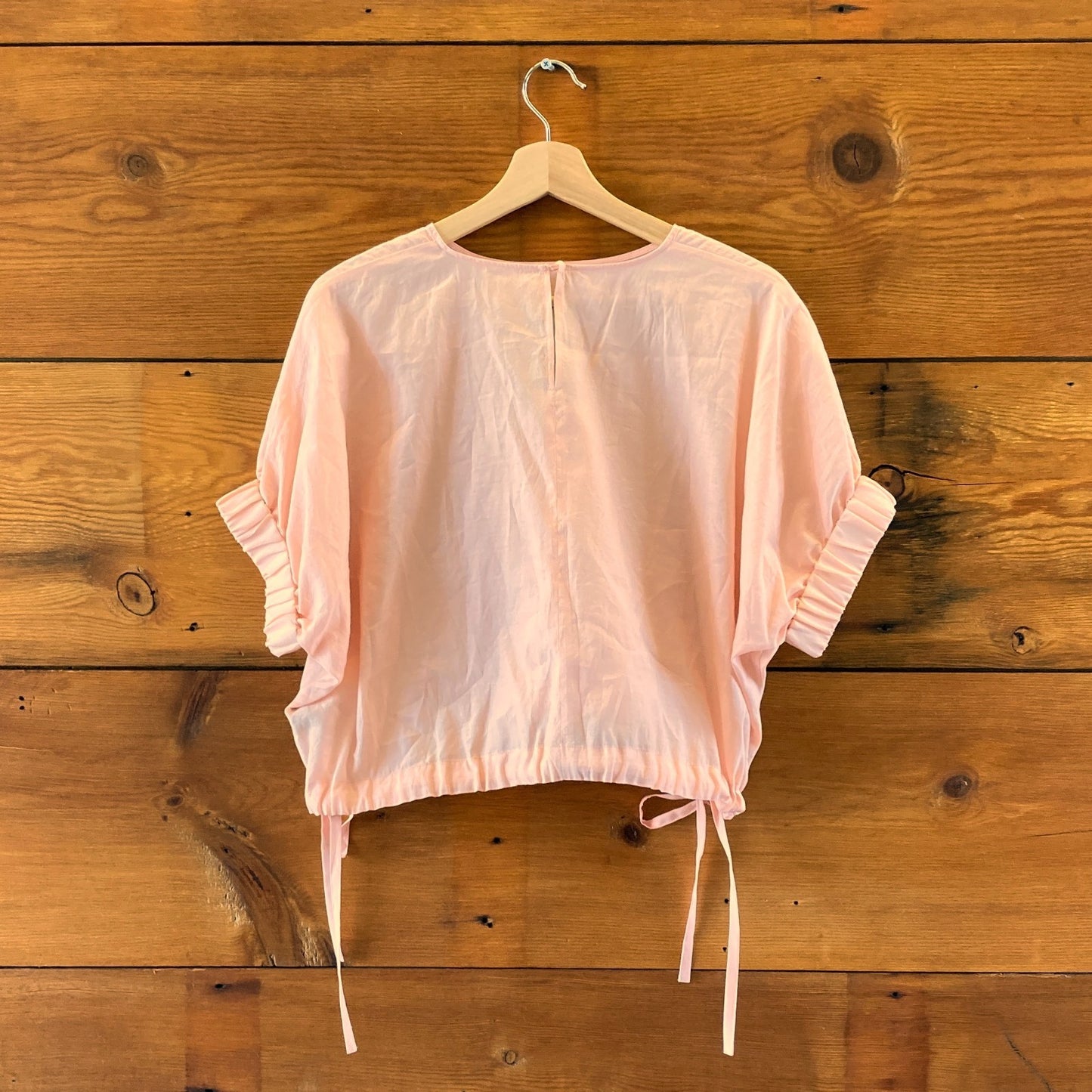 Nicholson Nicholson.Pink Short Sleeve Silk Lemon Silk Top - Size 38 / L - 1105AR