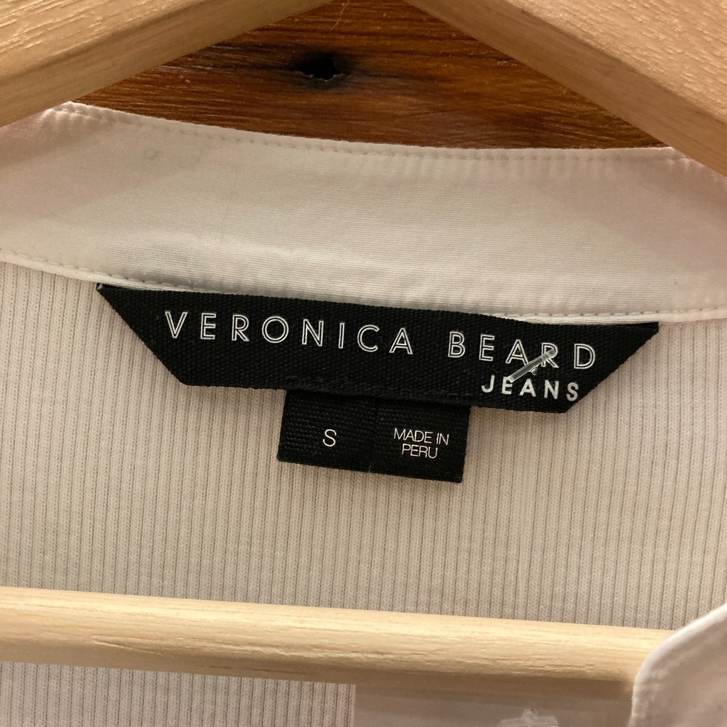 S - Veronica Beard White Ribbed Puff Sleeve Button Neck Effy Shirt 1120PK