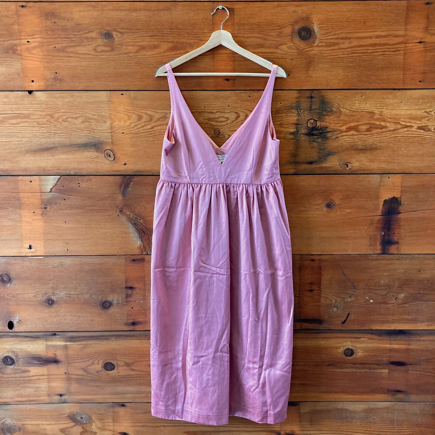 12 - & Other Stories Pink Satin NEW $149 V-Neck Sleeveless Dress 0306CH
