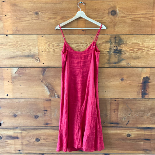 Reformation Red Linen Sleeveless Side Slit Midi Dress - Size 2 - 1214CM