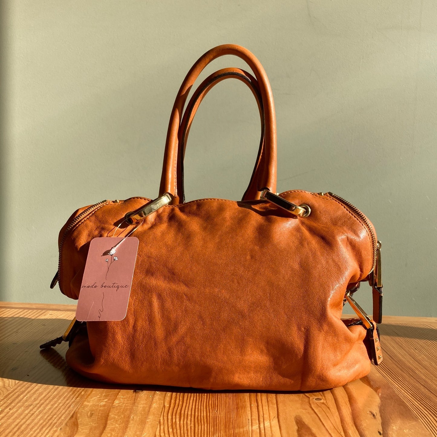 Marc Jacobs Orange Paradise Rio Satchel Moto Lambskin Leather Bag 0000MB