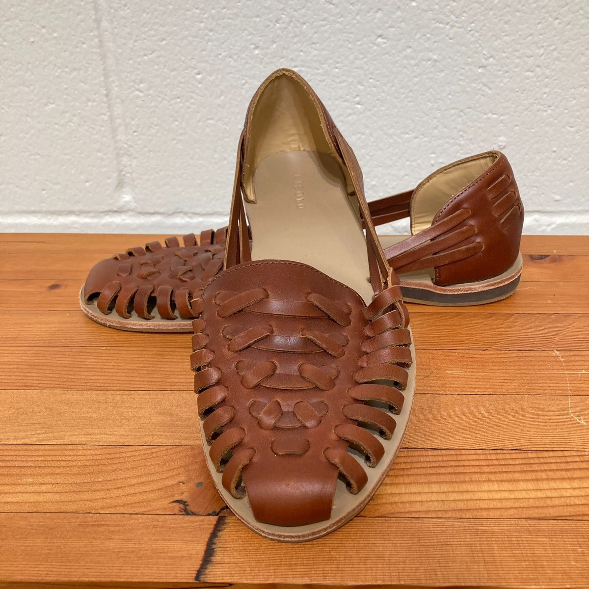 Nisolo Brown Woven Leather Huarache Sandals Shoes - Size 9.5 - 0815CJ