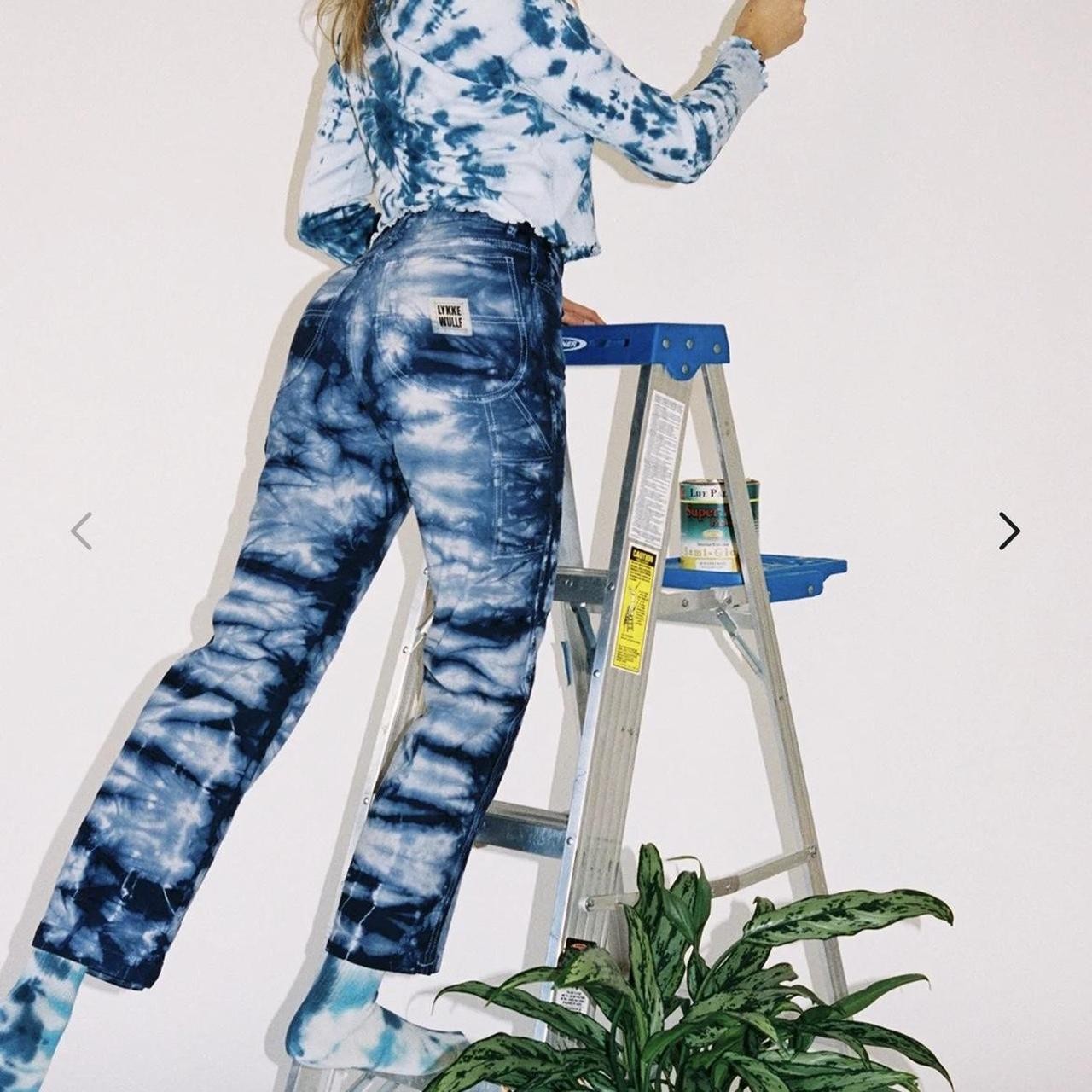 Lykke Wullf Indigo Blue Tie Dye Utility Straight Leg Pants - Size 2 - 0312IG