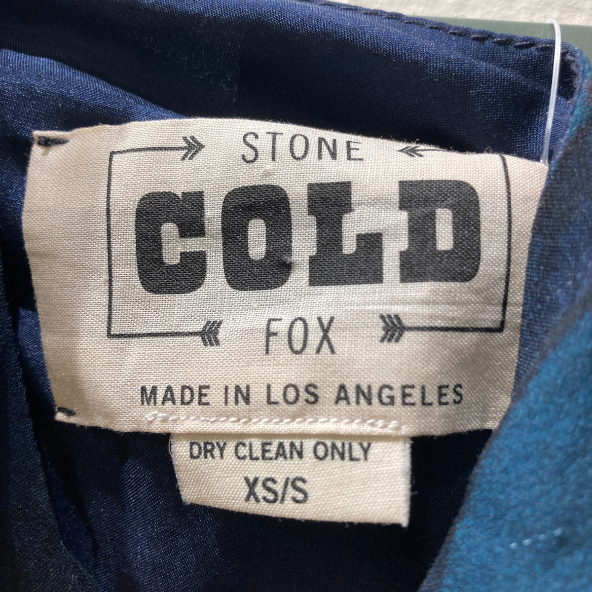 Stone Cold Fox Navy Marbled Abstract Print Silk Dress - Size XS / S - 0312IG