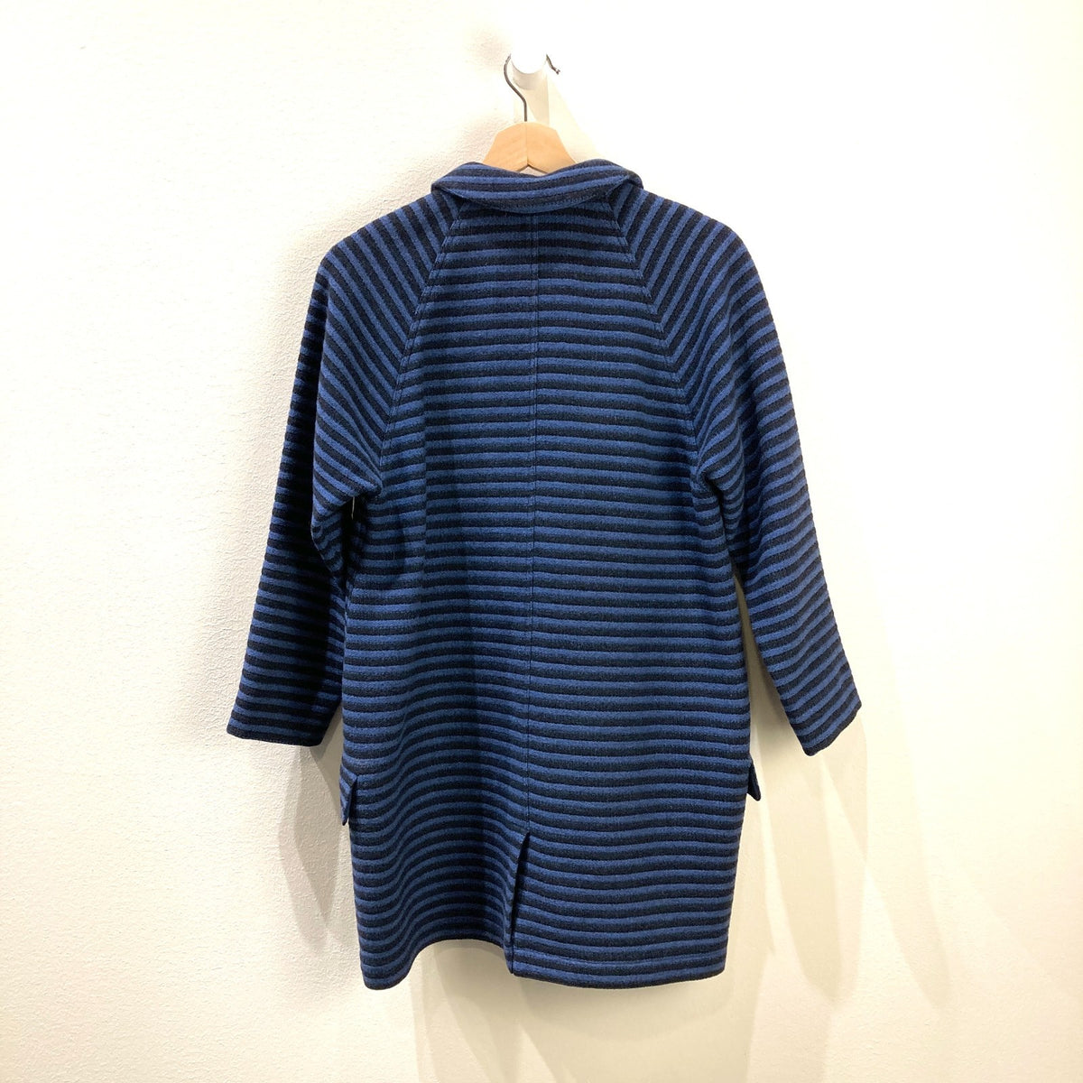 Geoffrey Beene Vintage Black Blue Striped Button Up Top Coat - S / M - 0425KN