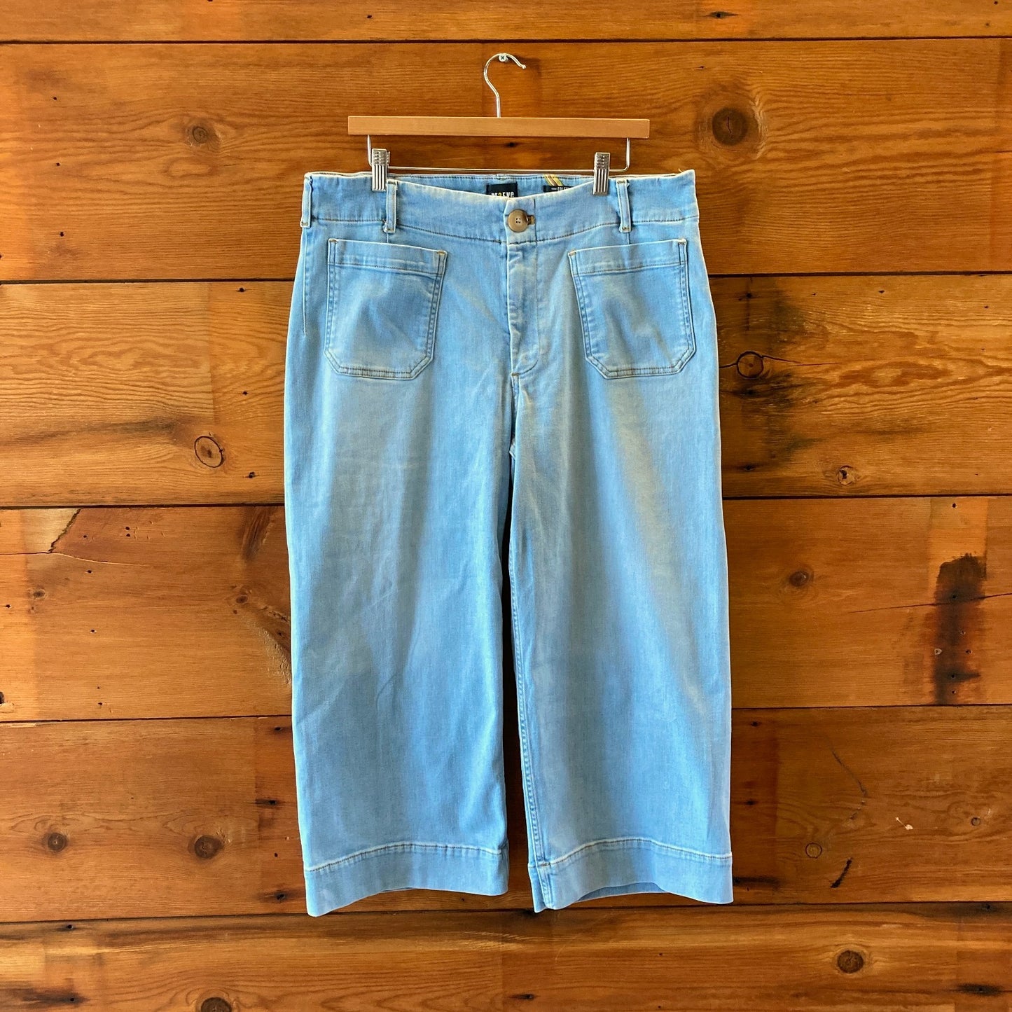 Maeve Light Wash High Rise Wide Leg Cropped Colette Jeans - Size 16 - 0419JP